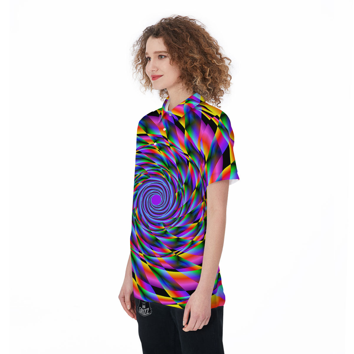 Motion Psychedelic Illusory Print Women's Golf Shirts-grizzshop