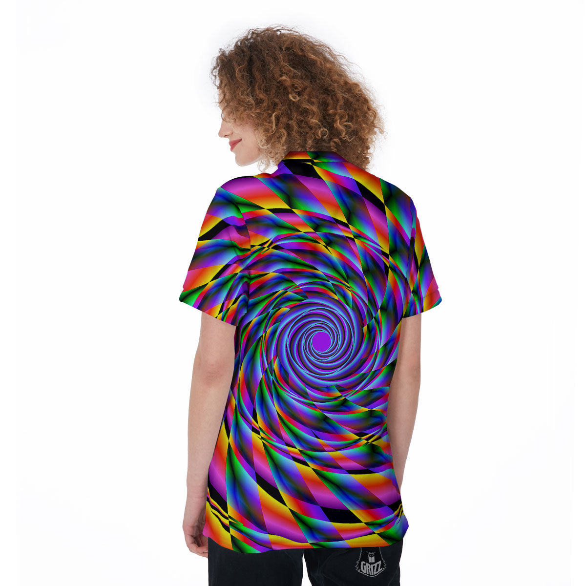 Motion Psychedelic Illusory Print Women's Golf Shirts-grizzshop
