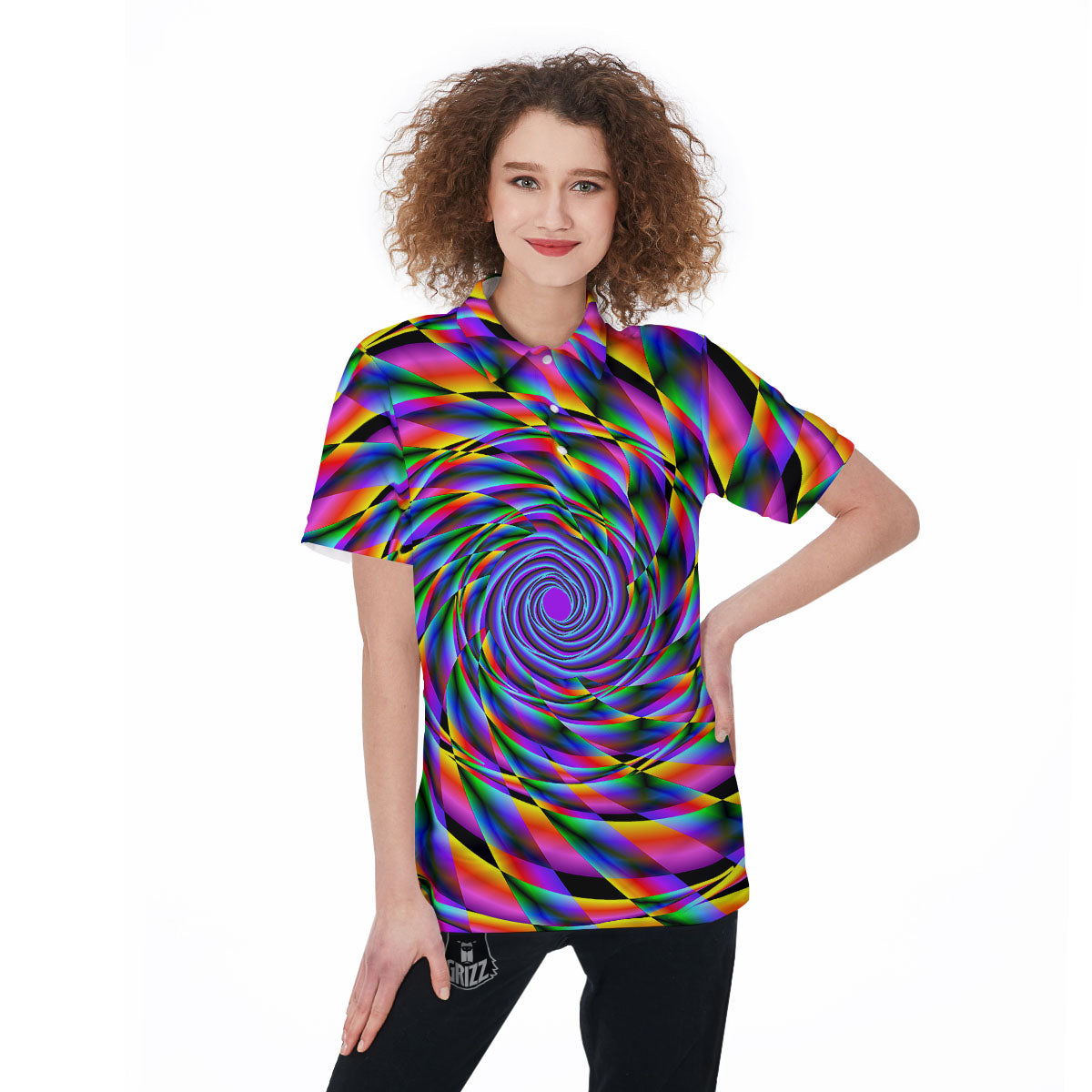 Motion Psychedelic Illusory Print Women's Golf Shirts-grizzshop