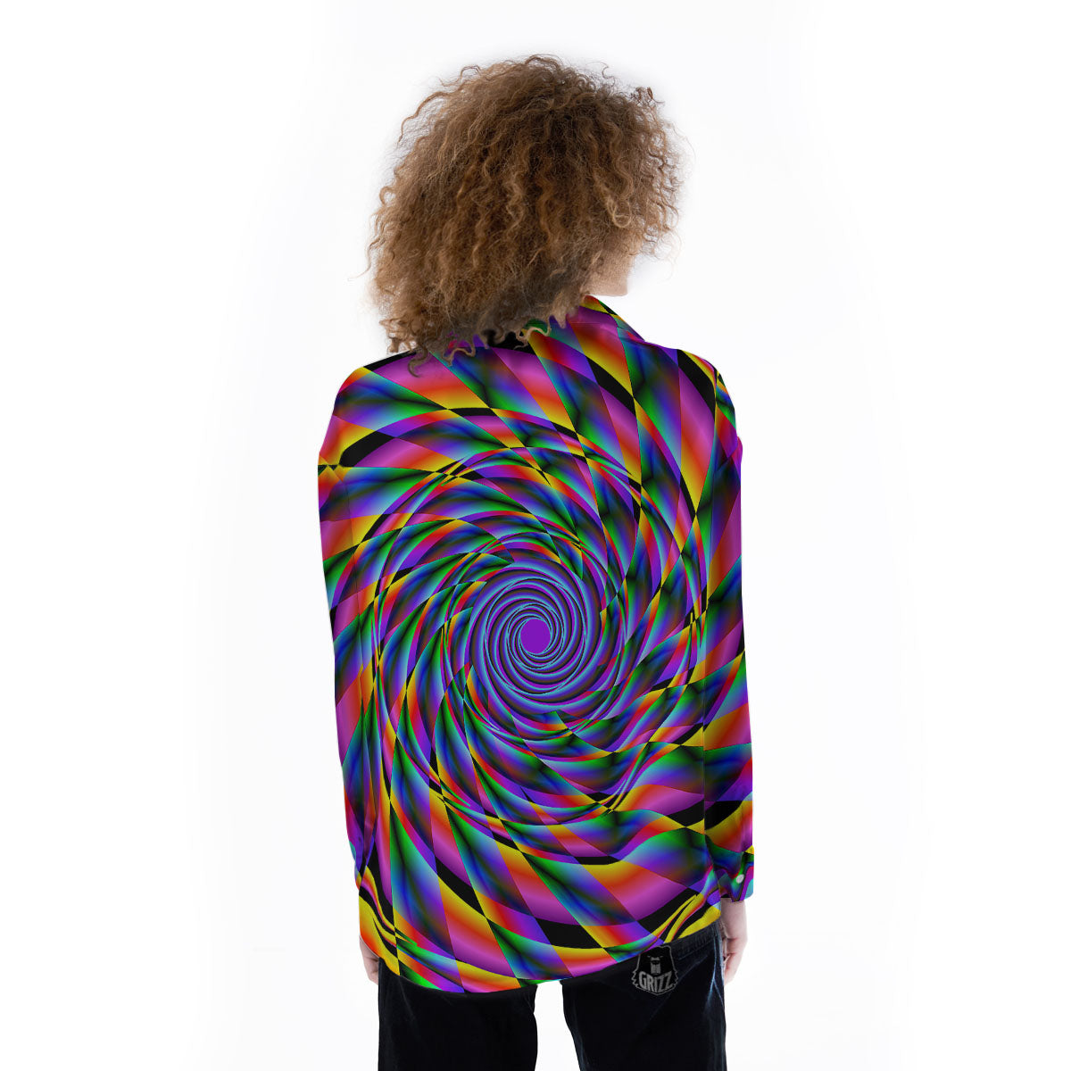 Motion Psychedelic Illusory Print Women's Long Sleeve Shirts-grizzshop