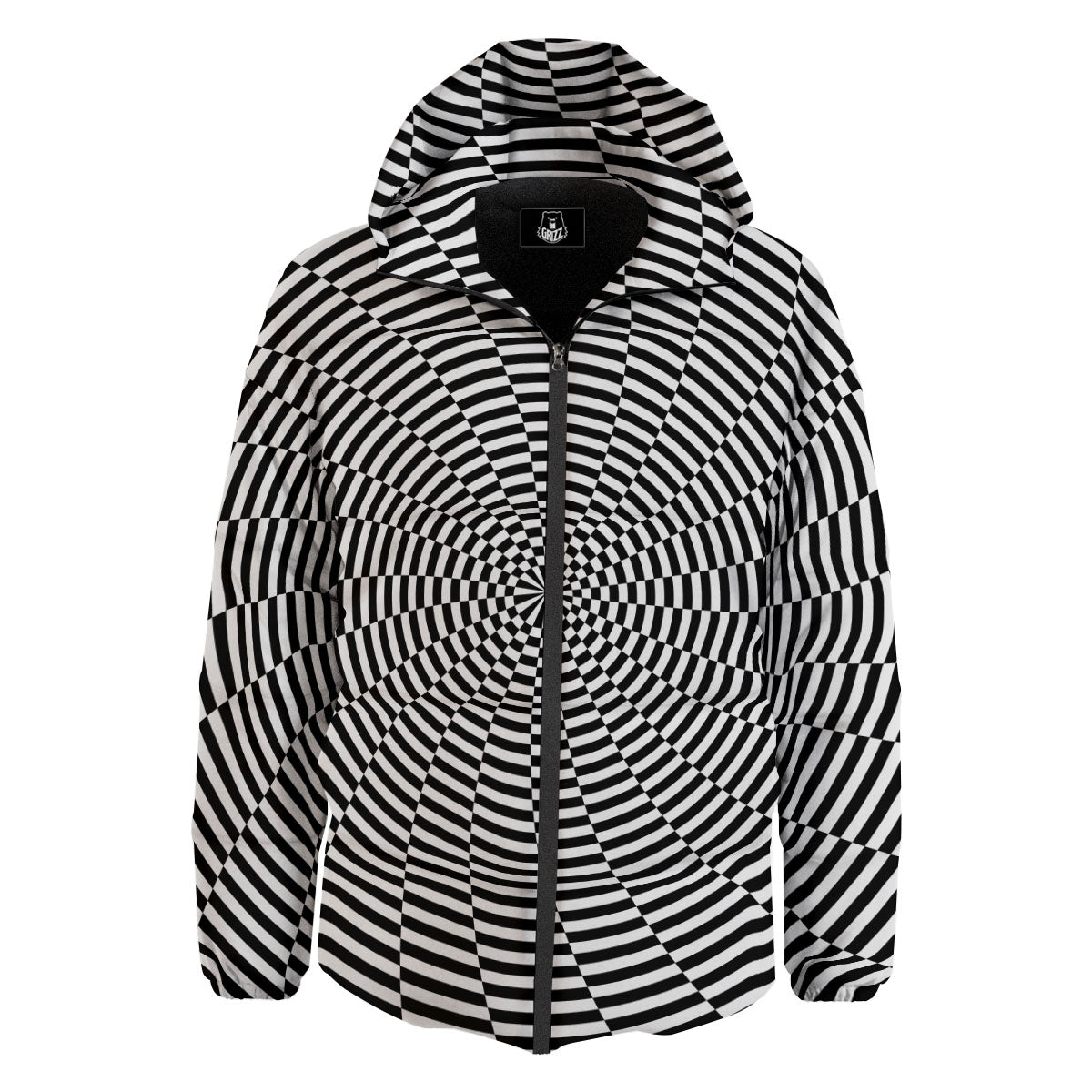Motion Spiral Illusory Print Down Jacket-grizzshop