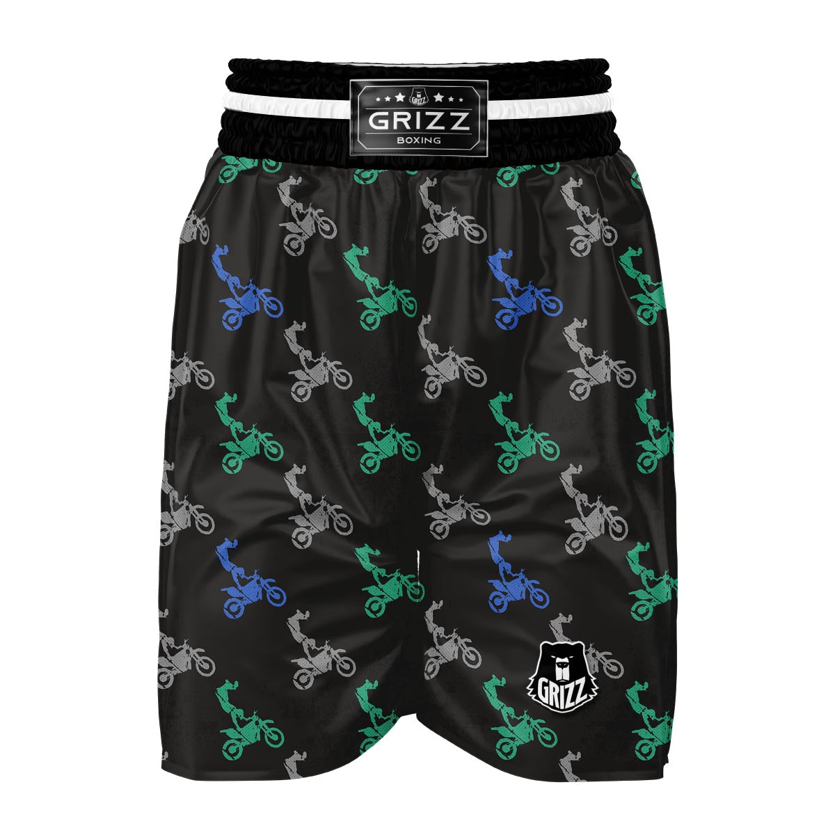 Motocross Print Pattern Boxing Shorts-grizzshop