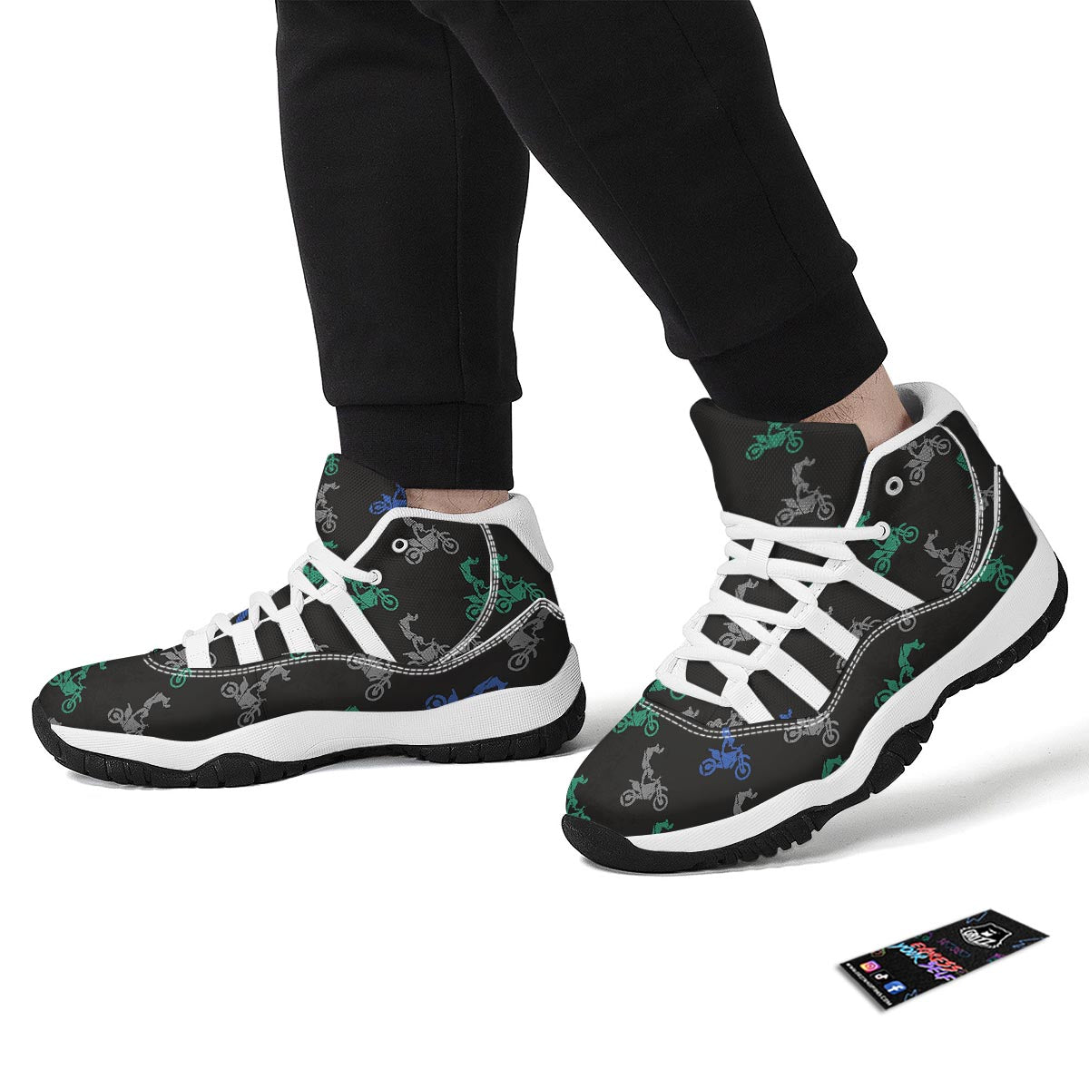 Motocross Print Pattern White Bball Shoes-grizzshop