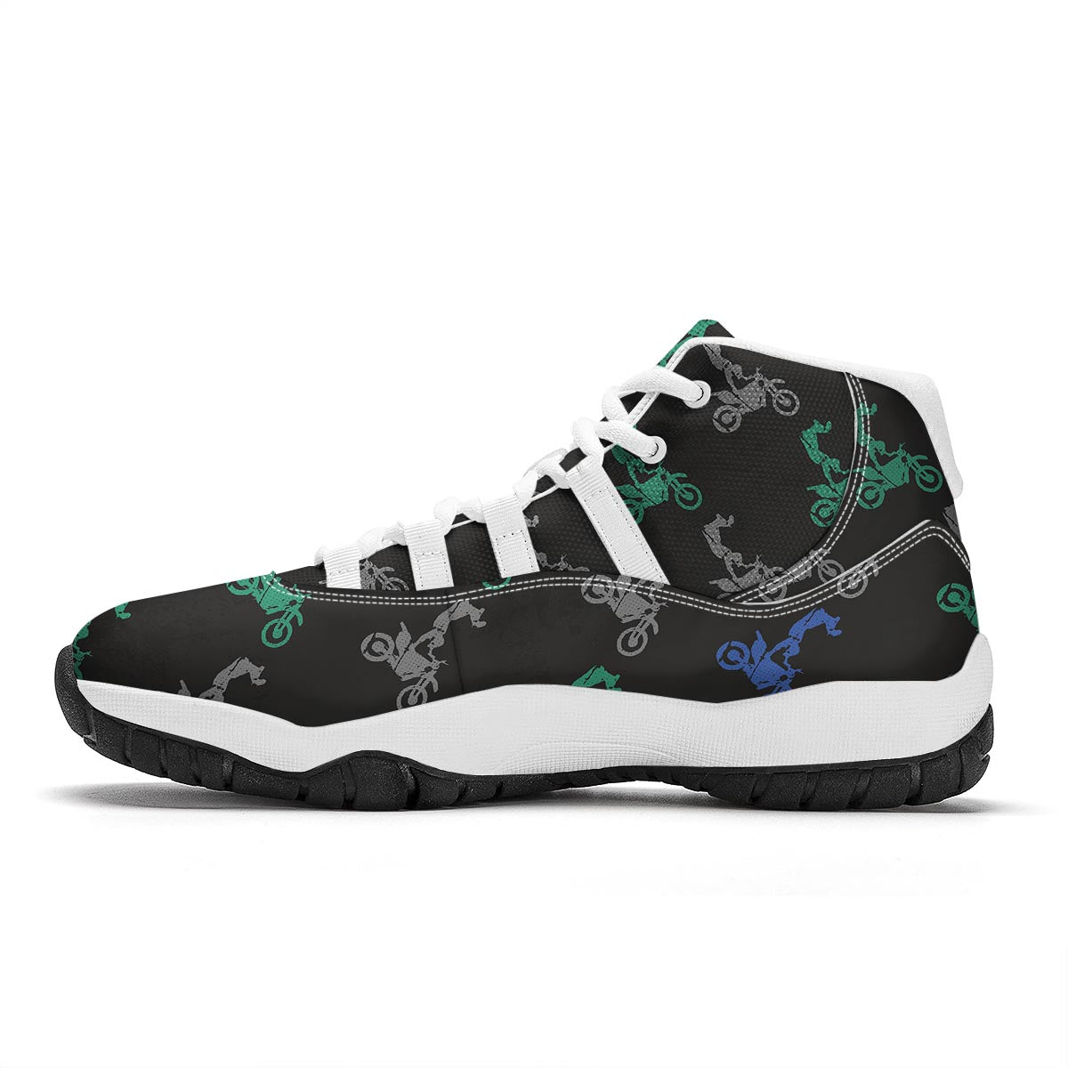 Motocross Print Pattern White Bball Shoes-grizzshop