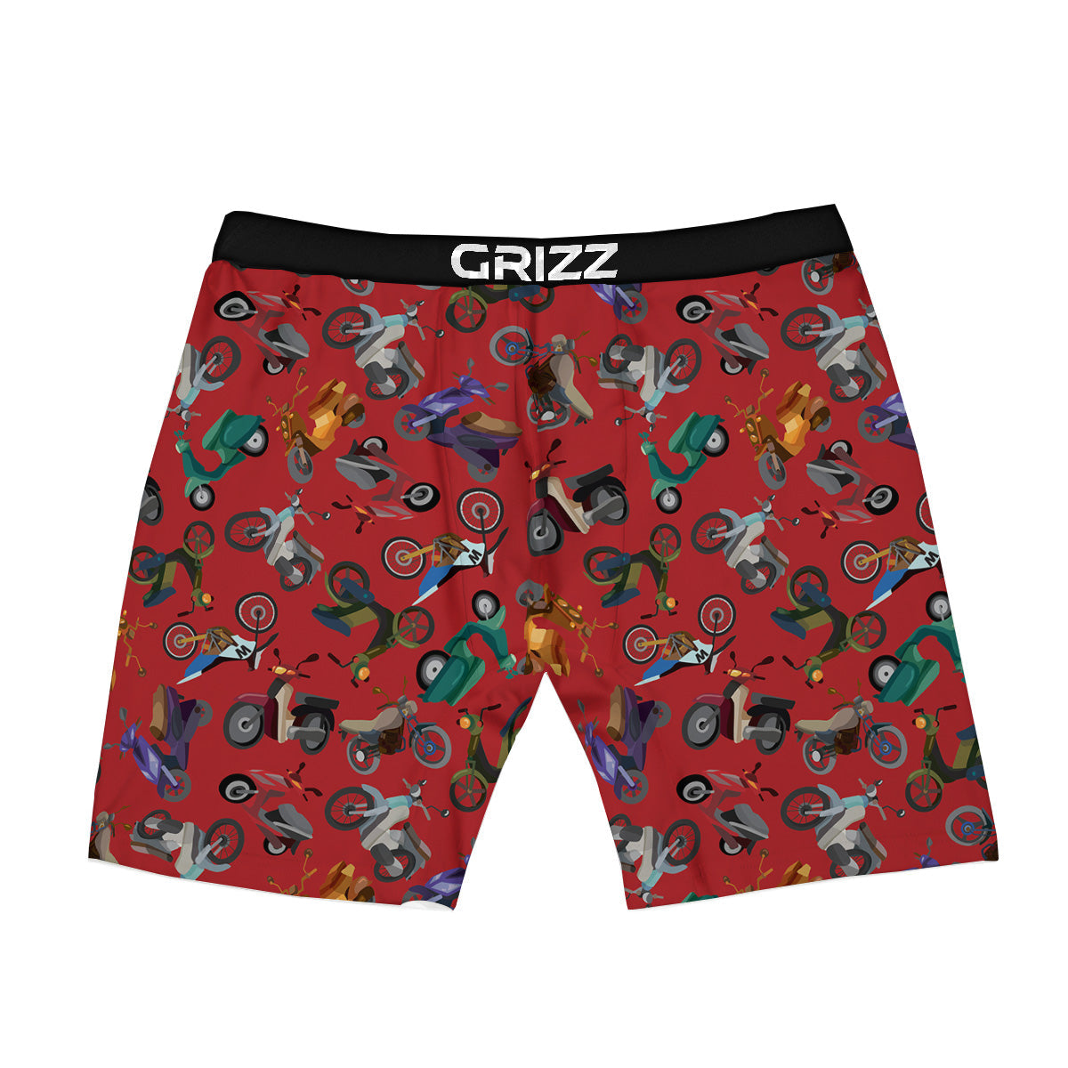 Motorcycle And Red Print Pattern Boxer Briefs-grizzshop