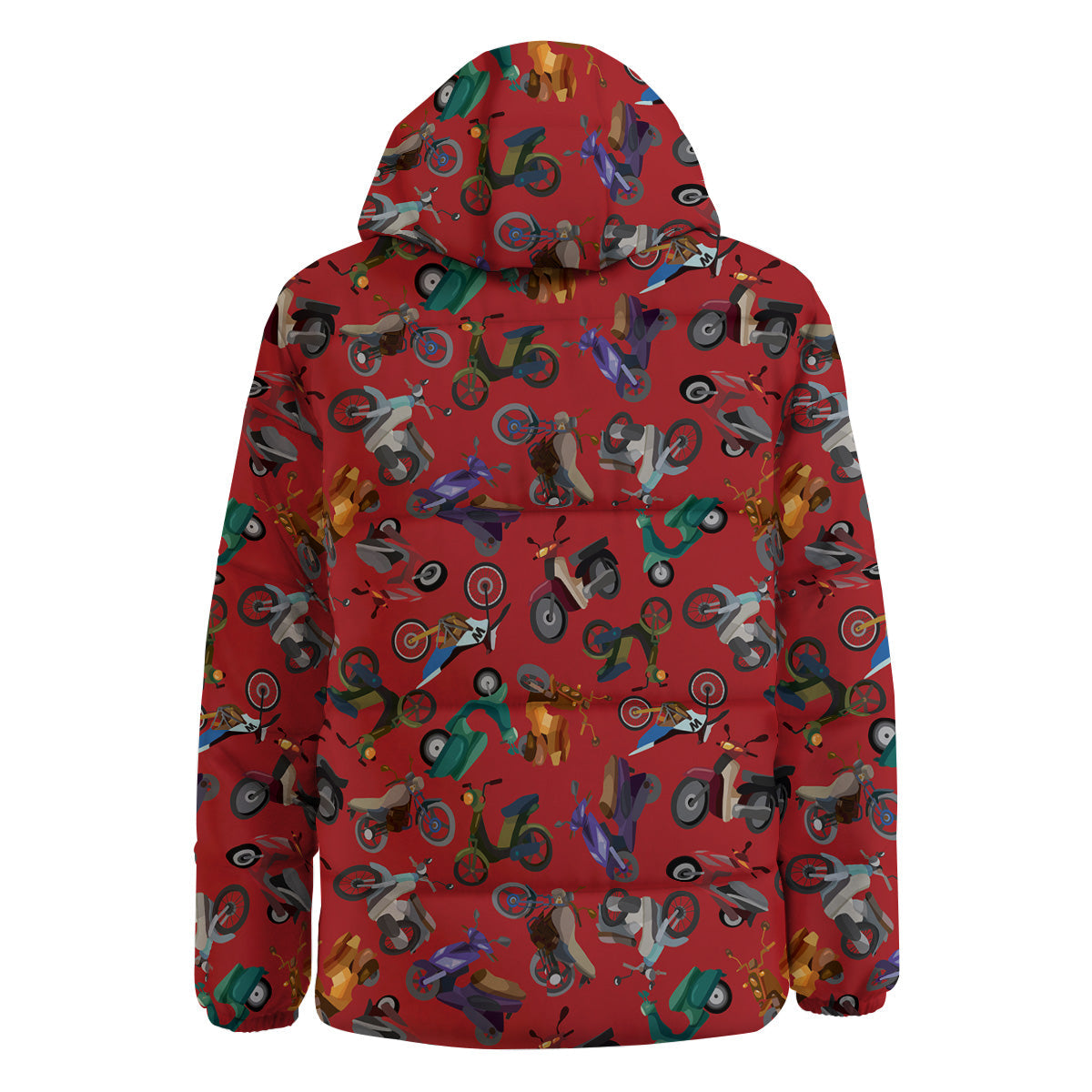 Motorcycle And Red Print Pattern Down Jacket-grizzshop