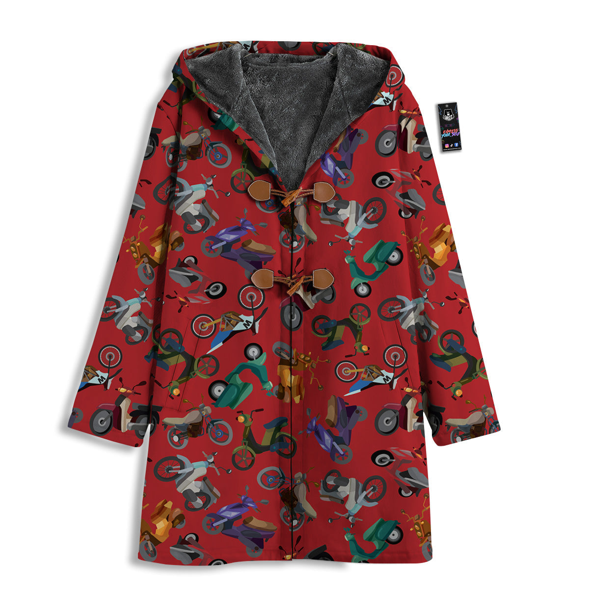Motorcycle And Red Print Pattern Men's Windbreaker Jacket-grizzshop