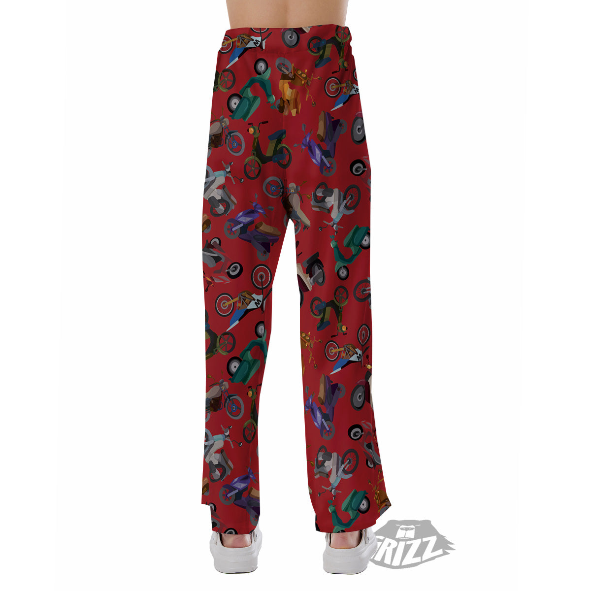Motorcycle And Red Print Pattern Pajama Pants-grizzshop