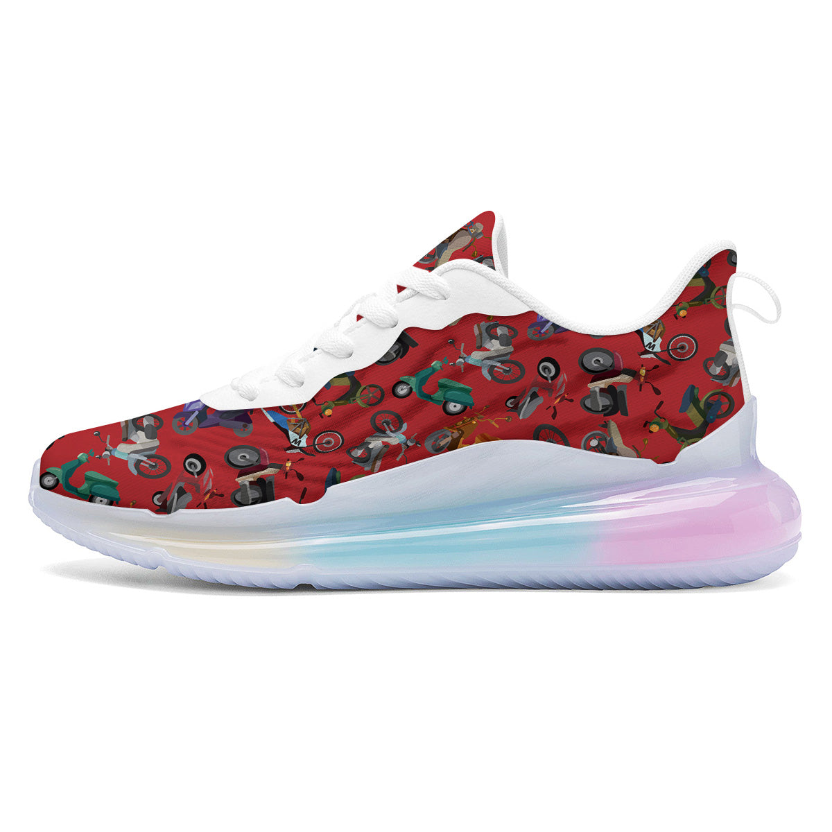 Motorcycle And Red Print Pattern Running Sneakers-grizzshop
