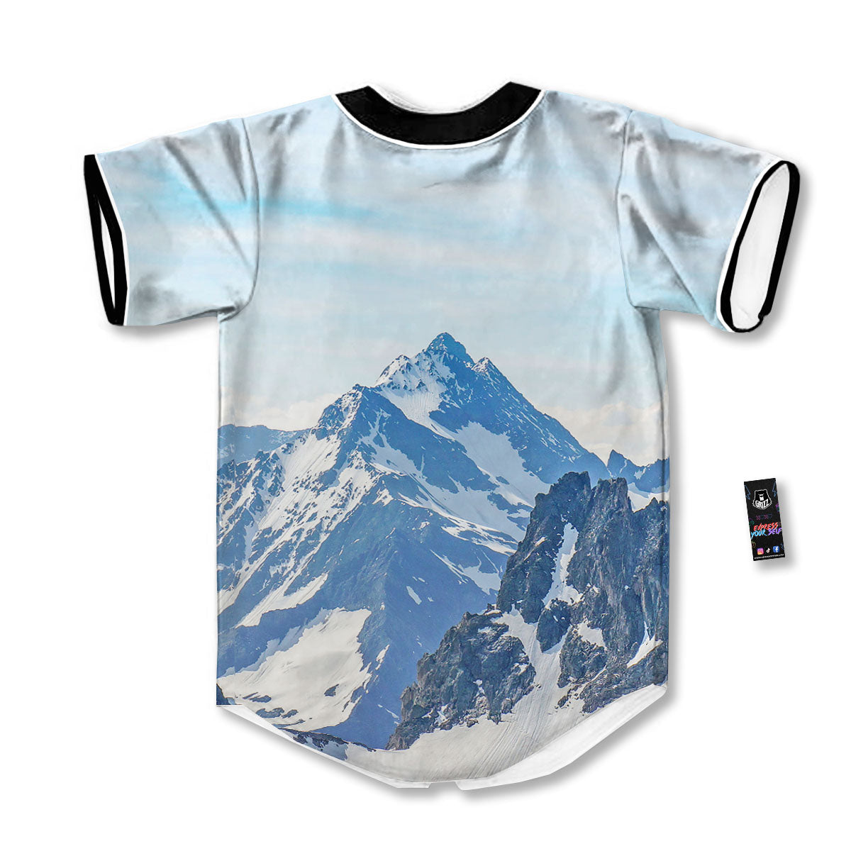 Mountain Alps Print Baseball Jersey-grizzshop