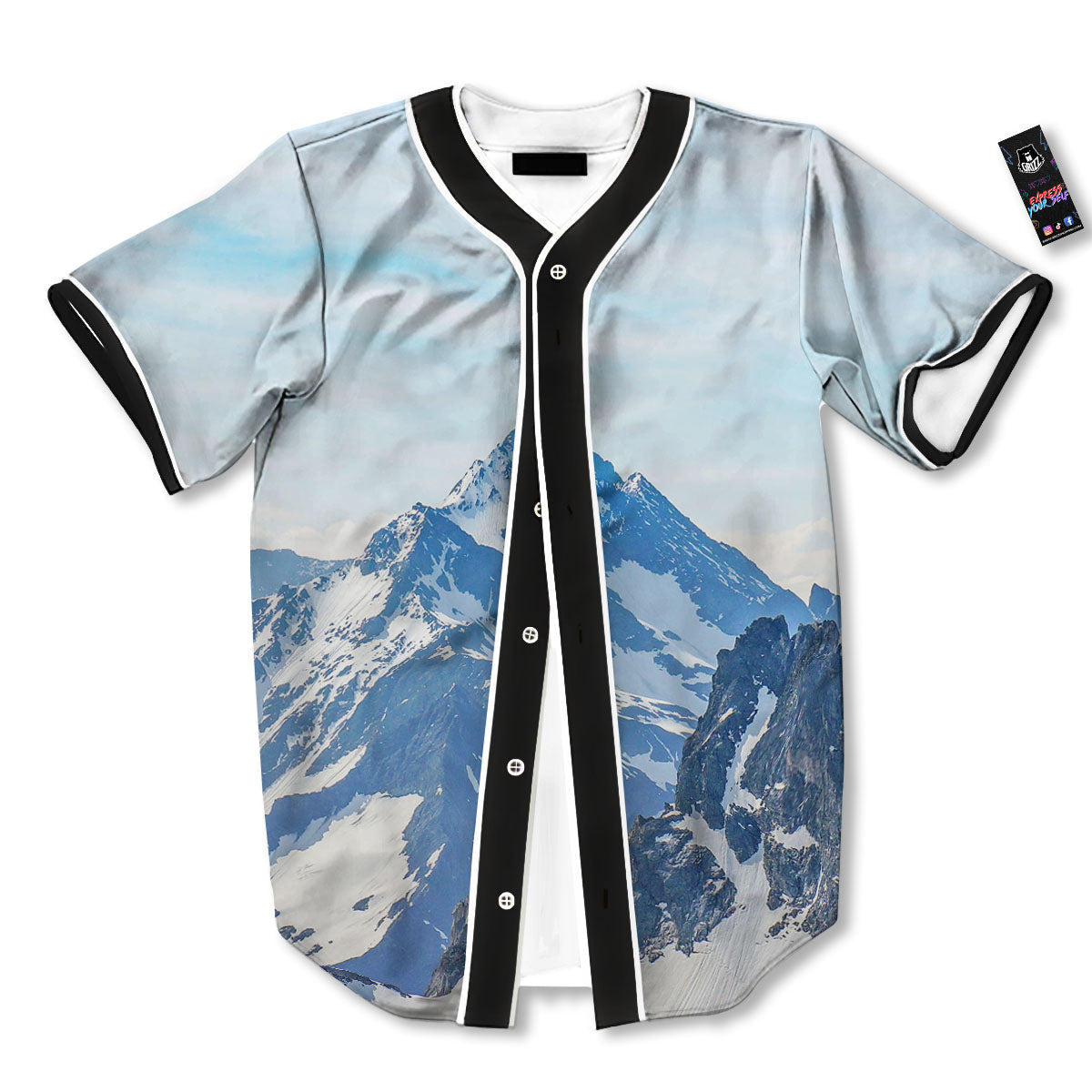 Mountain Alps Print Baseball Jersey-grizzshop