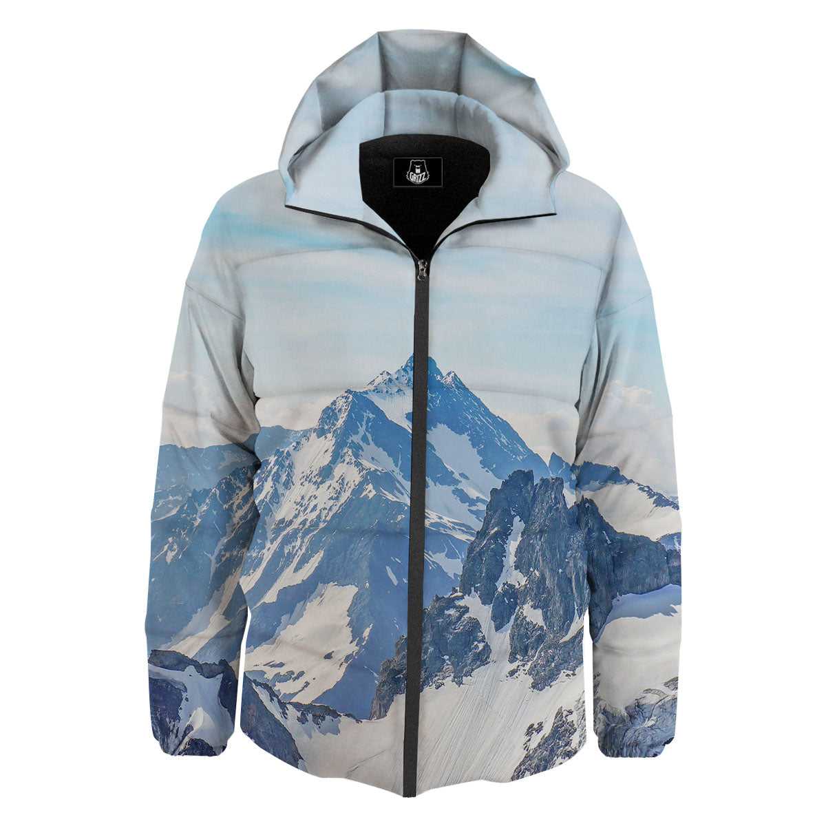 Mountain Alps Print Down Jacket-grizzshop