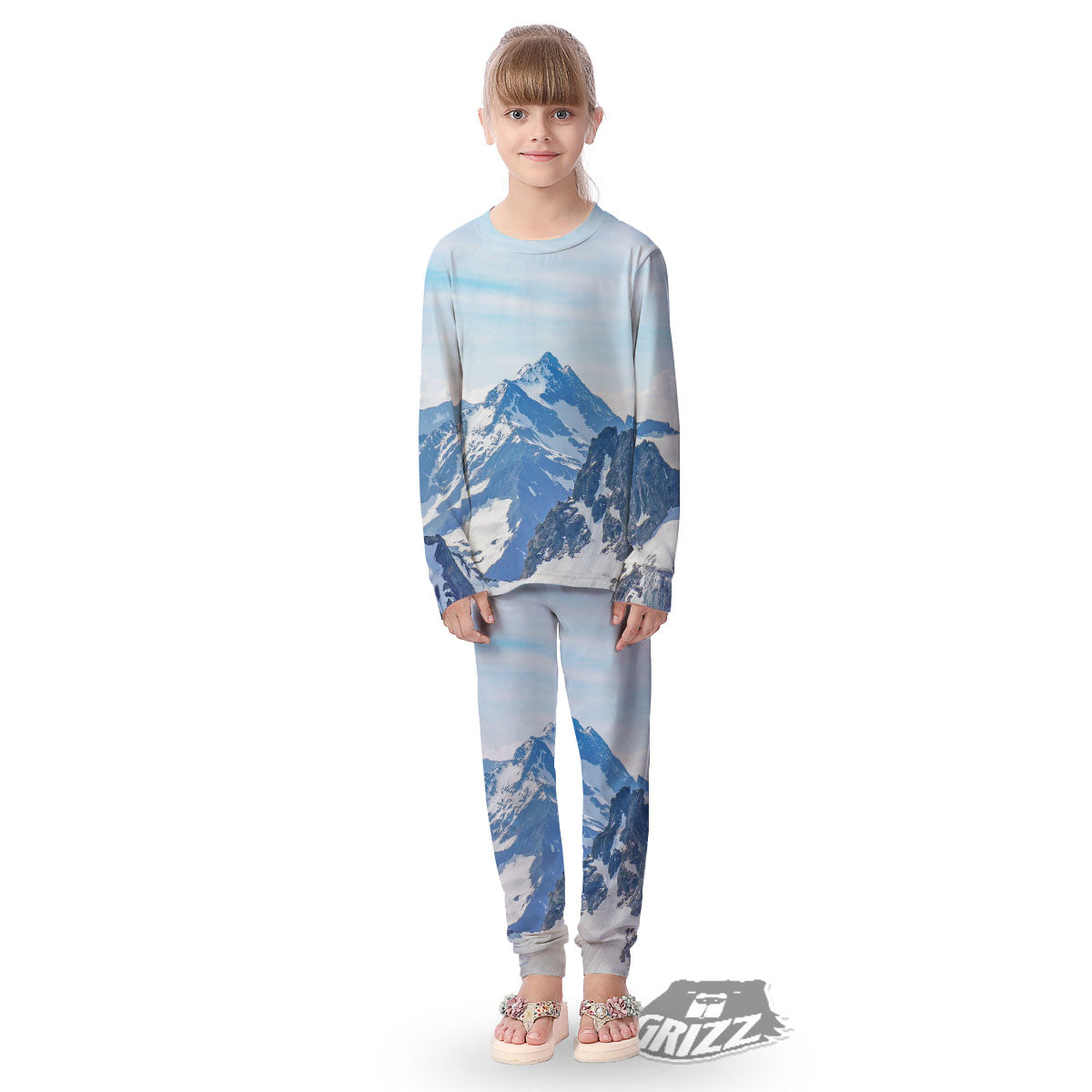 Mountain Alps Print Kid's Pajamas-grizzshop