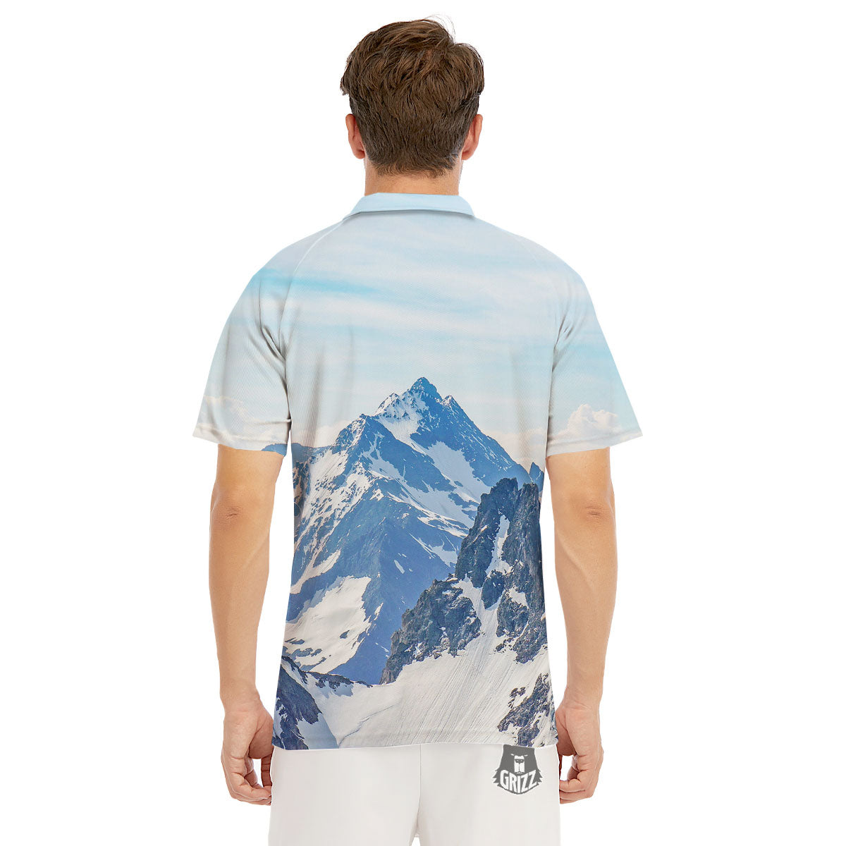 Mountain Alps Print Men's Golf Shirts-grizzshop