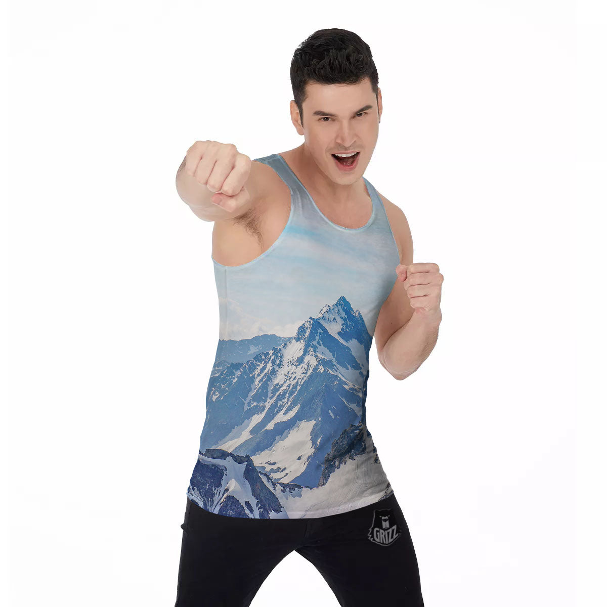 Mountain Alps Print Men's Tank Top-grizzshop