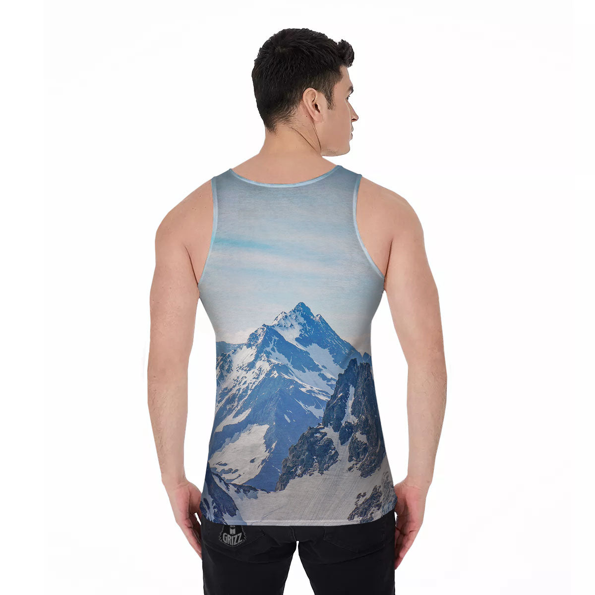 Mountain Alps Print Men's Tank Top-grizzshop