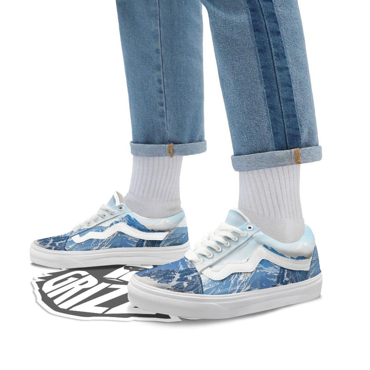 Mountain Alps Print Skate Shoes-grizzshop
