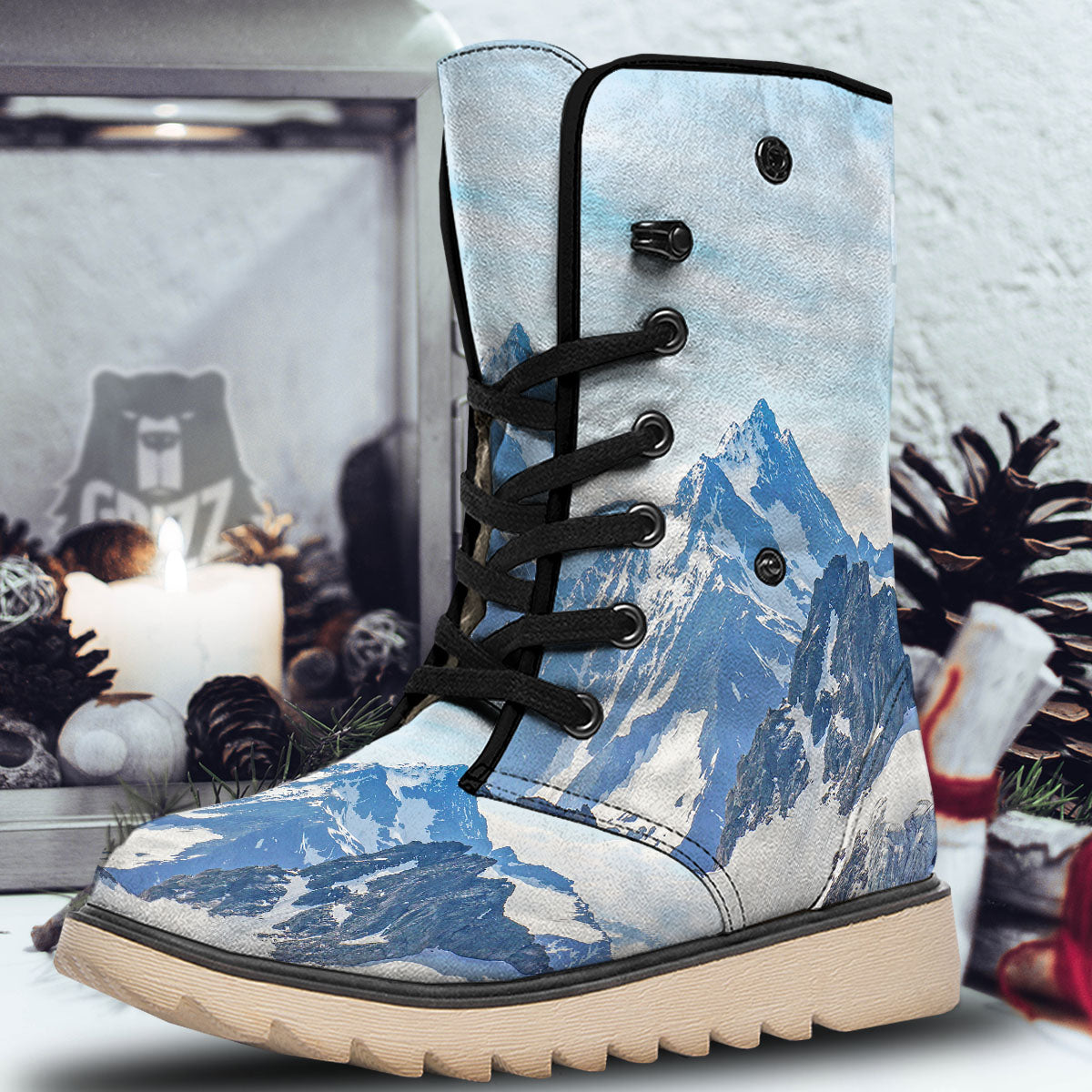 Mountain Alps Print Snow Boots-grizzshop
