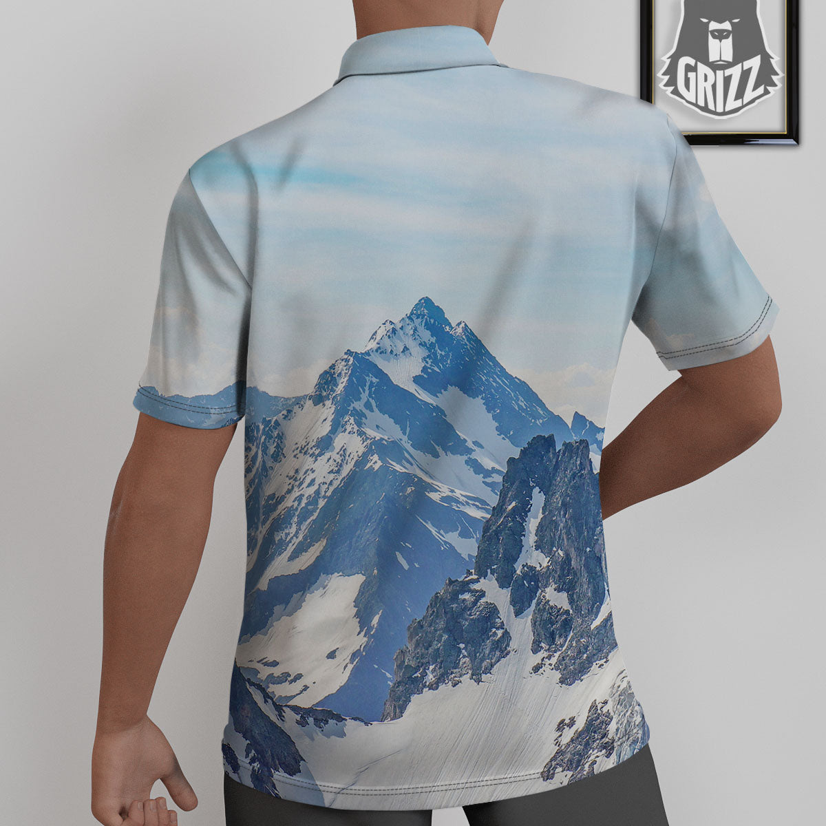 Mountain Alps Print Untucked Shirts-grizzshop