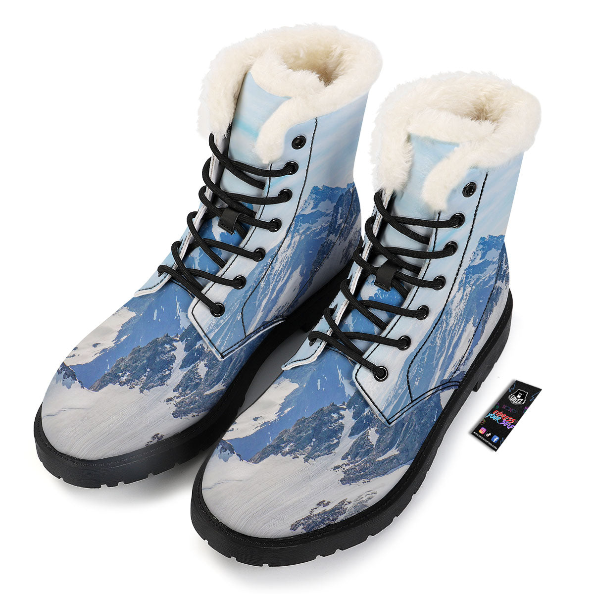 Mountain Alps Print Winter Boots-grizzshop