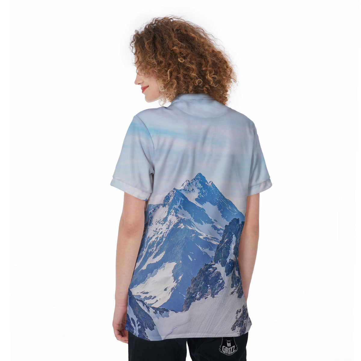 Mountain Alps Print Women's Golf Shirts-grizzshop