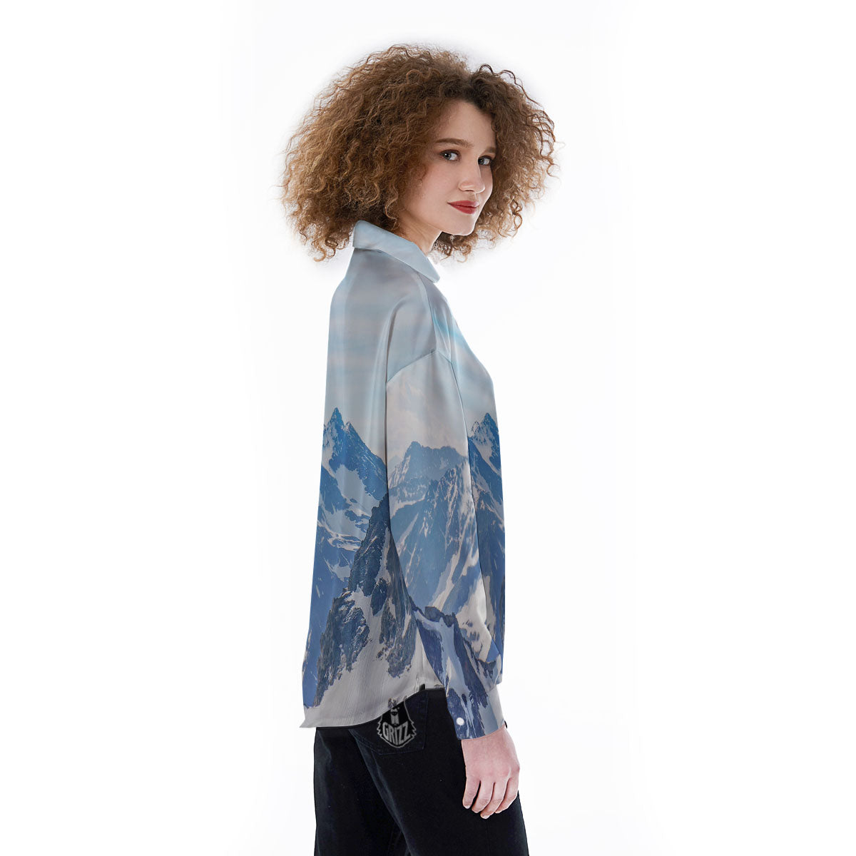 Mountain Alps Print Women's Long Sleeve Shirts-grizzshop