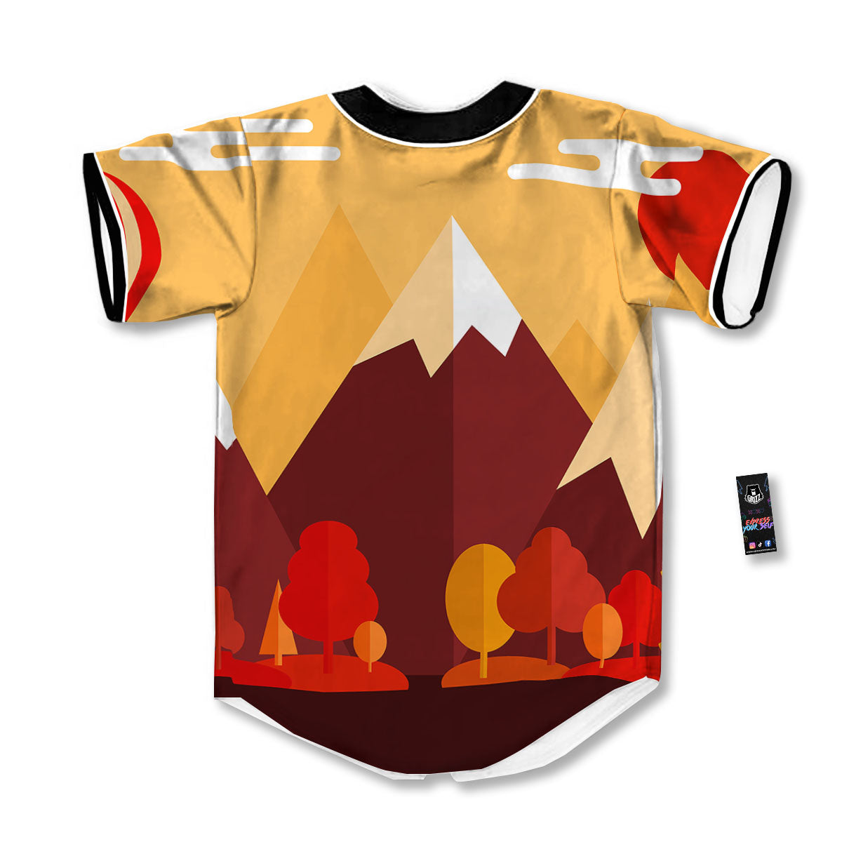 Mountain Autumn Print Baseball Jersey-grizzshop