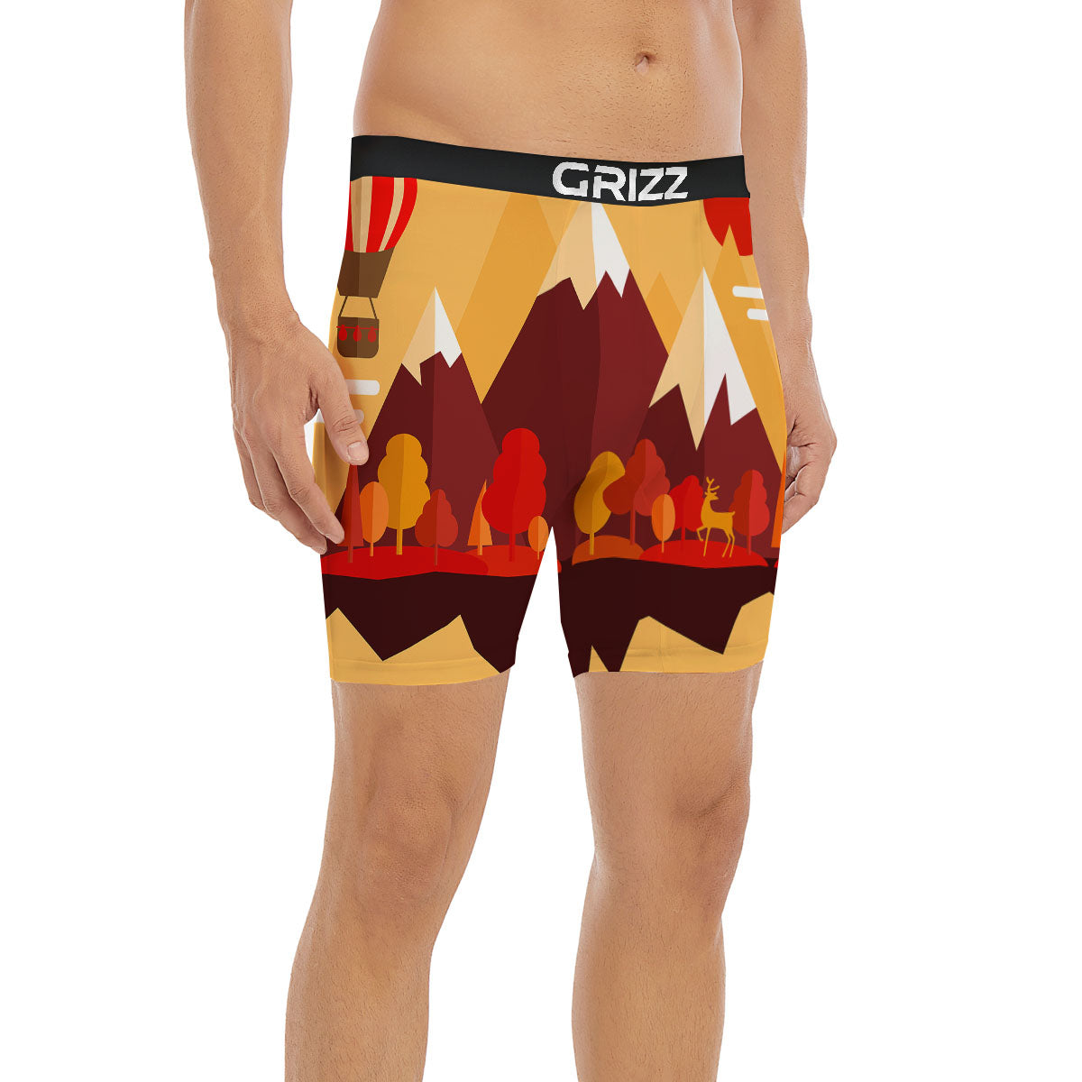 Mountain Autumn Print Boxer Briefs-grizzshop