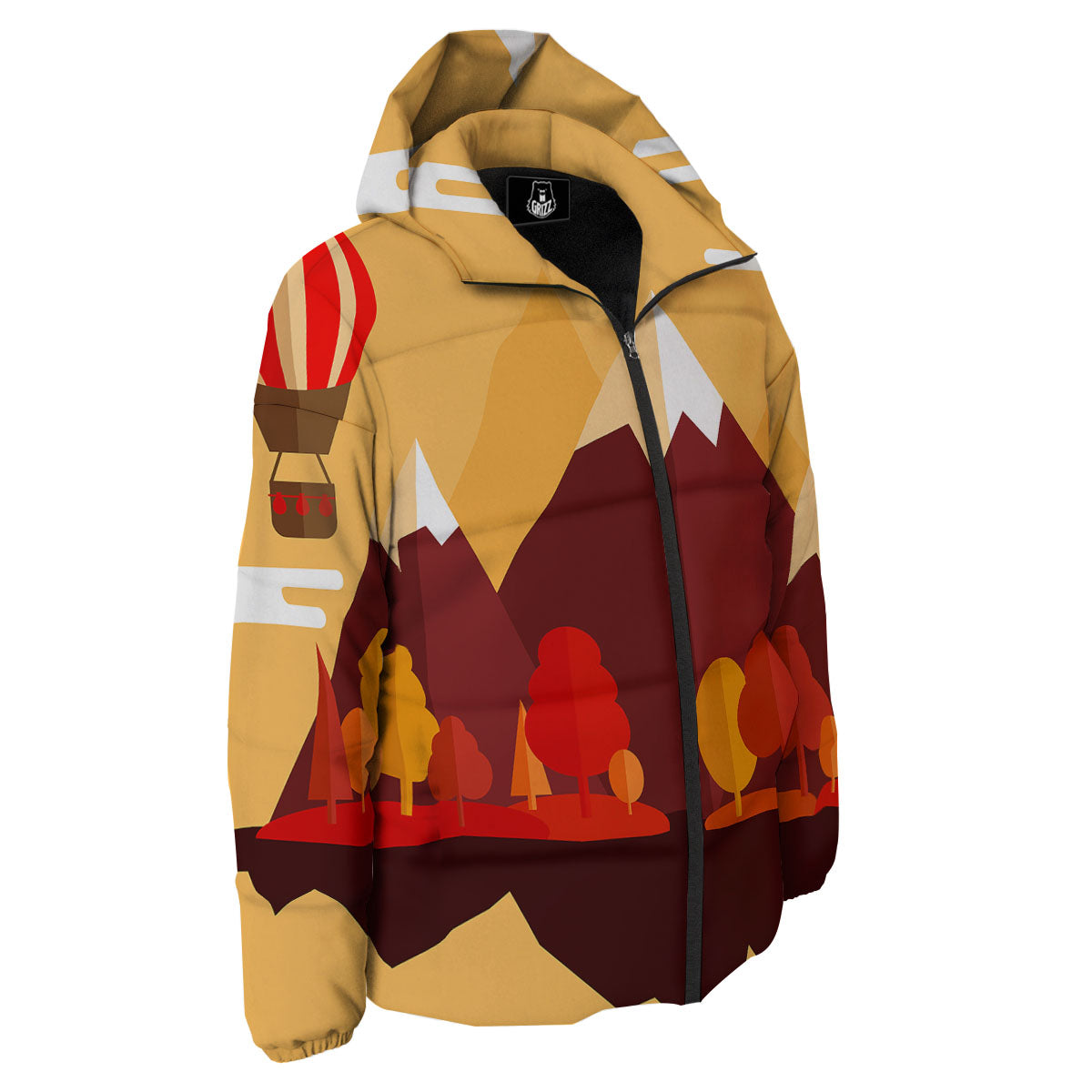 Mountain Autumn Print Down Jacket-grizzshop