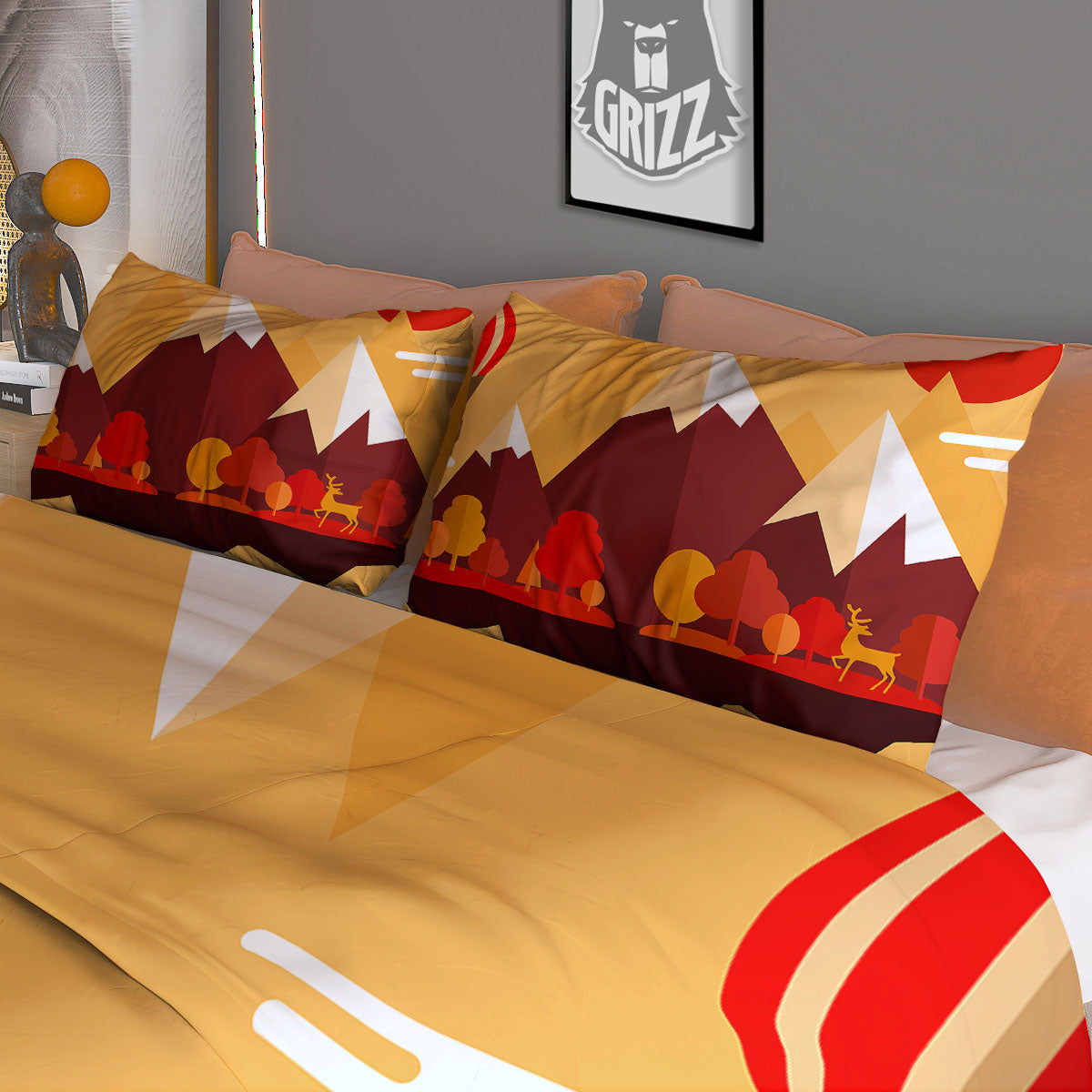 Mountain Autumn Print Duvet Cover Bedding Set