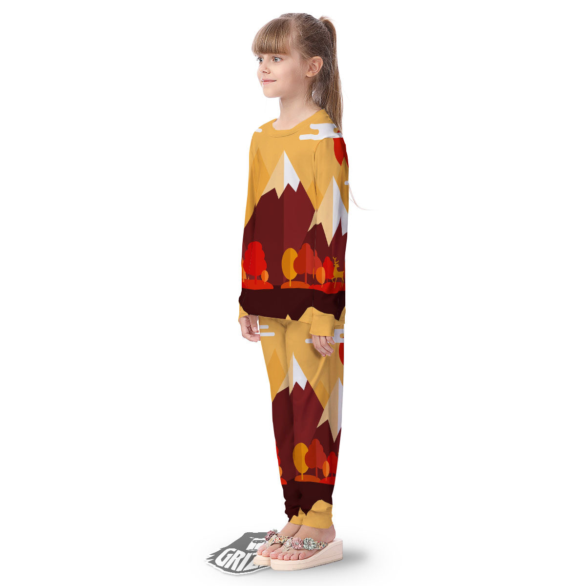 Mountain Autumn Print Kid's Pajamas-grizzshop