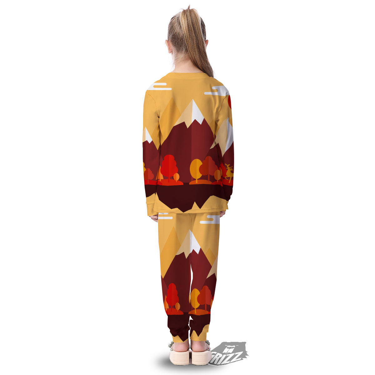 Mountain Autumn Print Kid's Pajamas-grizzshop