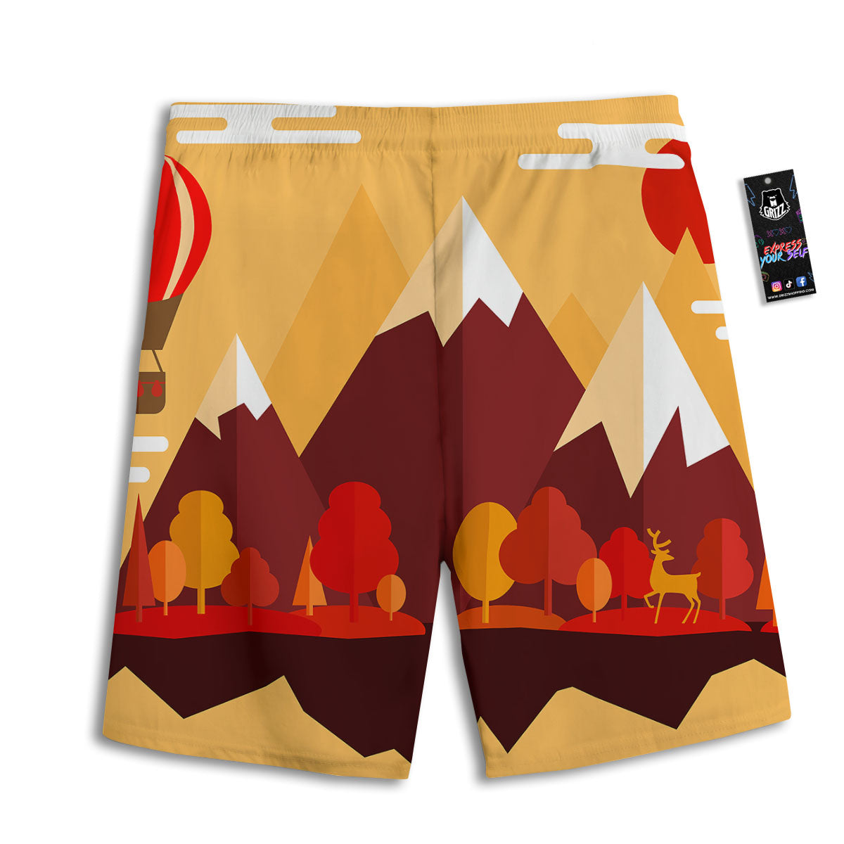 Mountain Autumn Print Men's Athletic Shorts