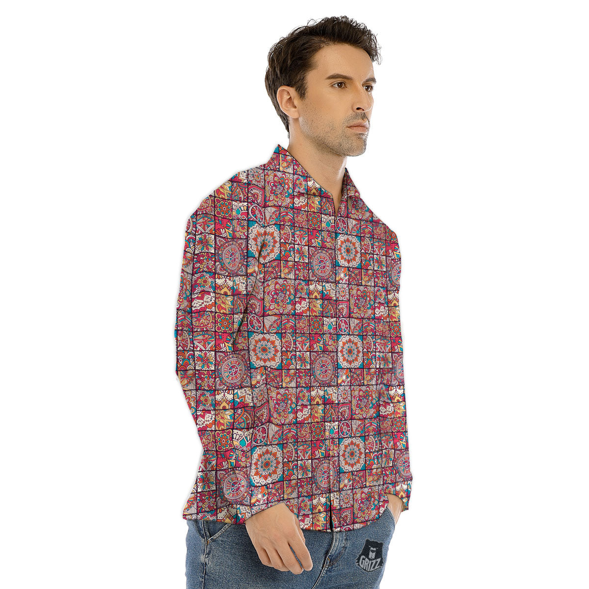 Mountain Autumn Print Men's Dress Shirts-grizzshop