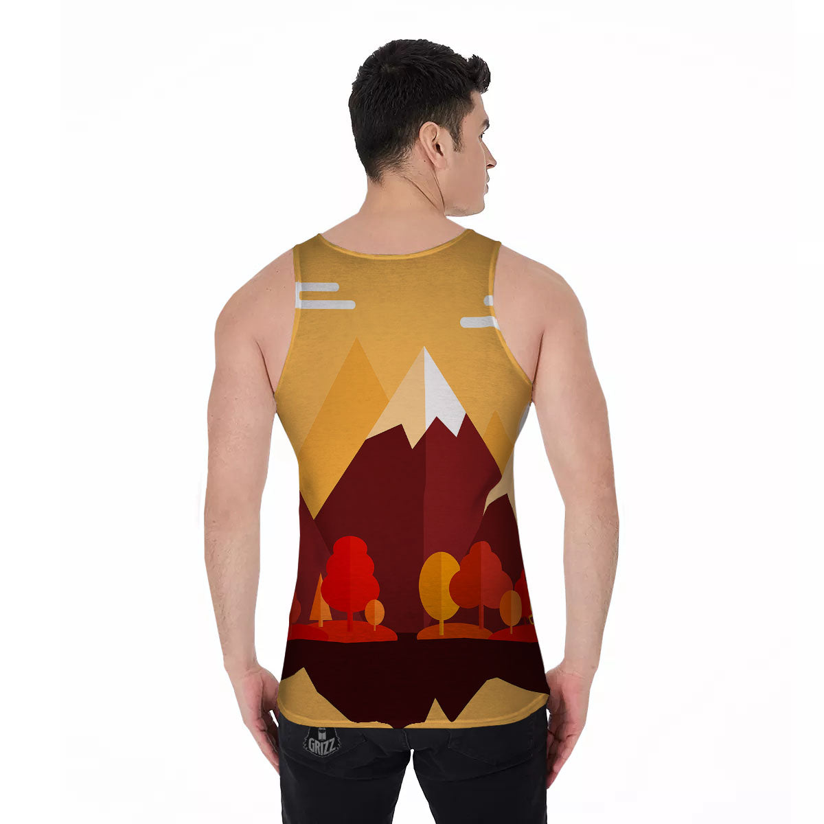 Mountain Autumn Print Men's Tank Top-grizzshop