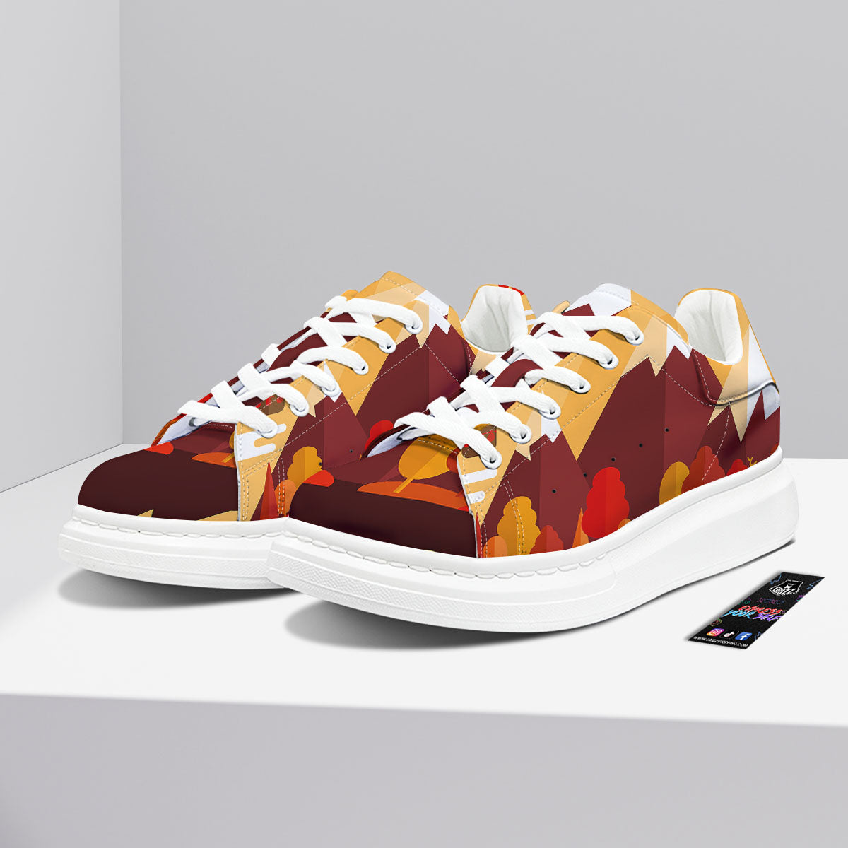 Mountain Autumn Print Platform Shoes-grizzshop