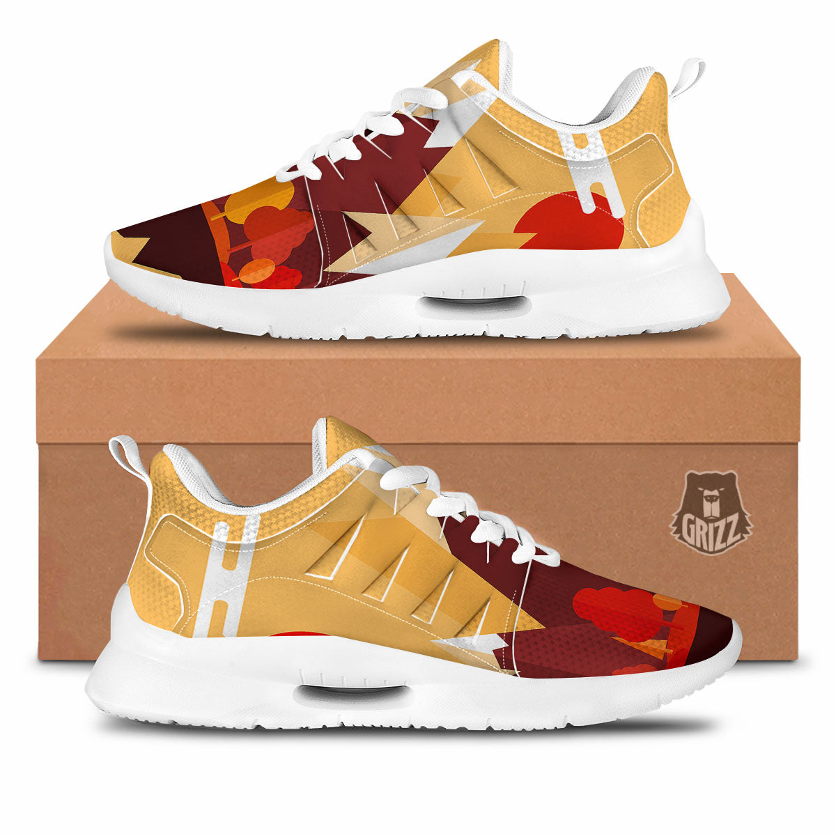 Mountain Autumn Print Tennis Shoes-grizzshop