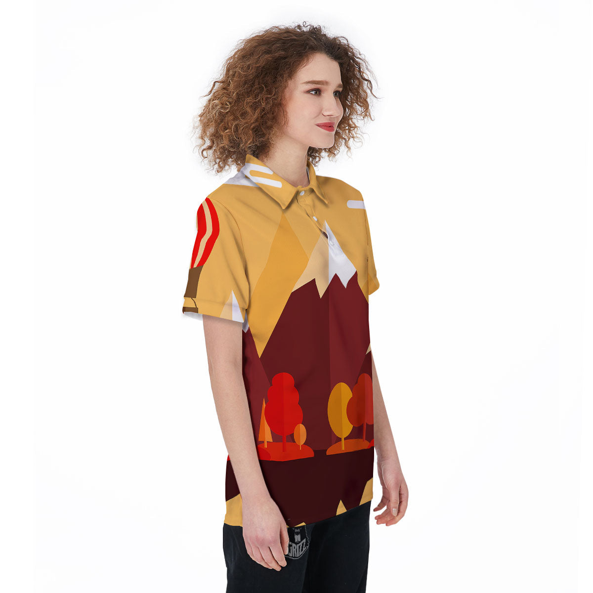 Mountain Autumn Print Women's Golf Shirts-grizzshop