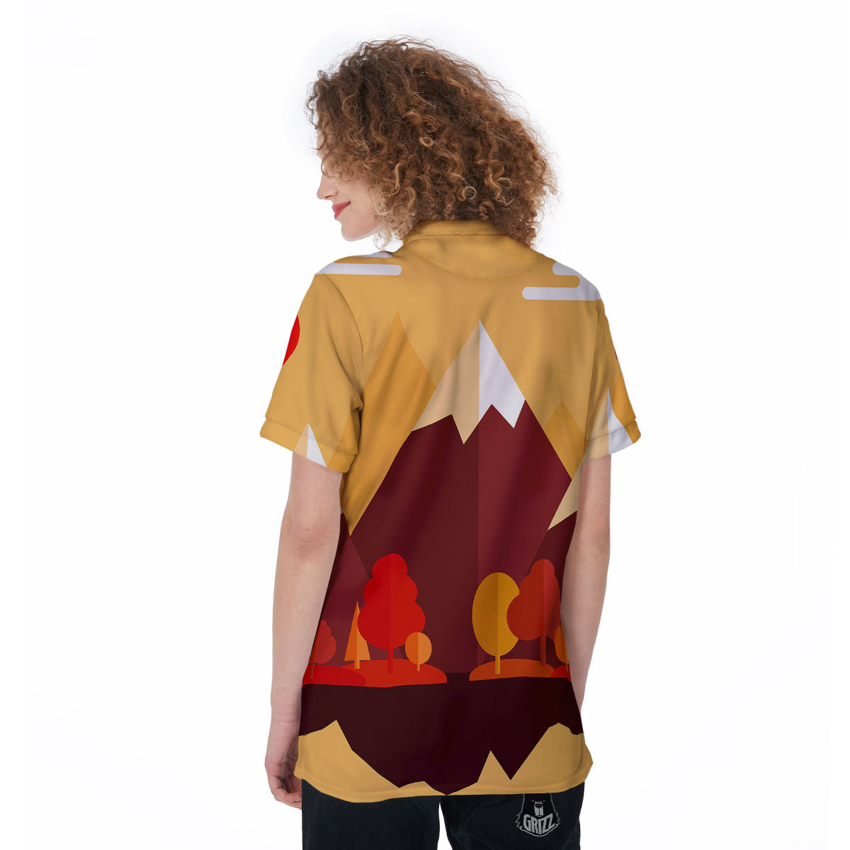 Mountain Autumn Print Women's Golf Shirts-grizzshop