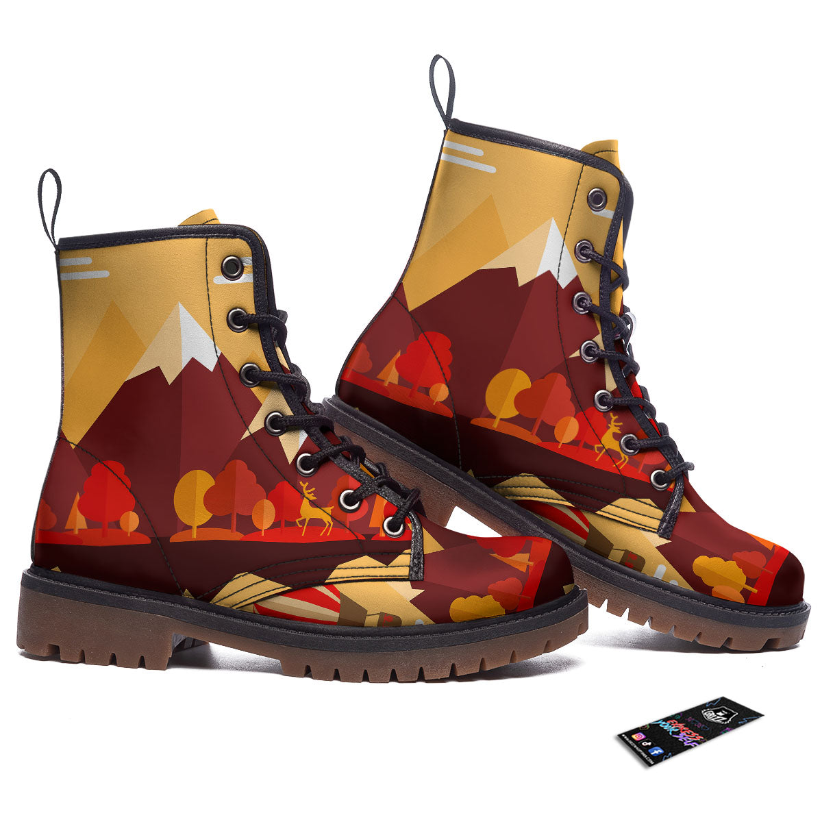 Mountain Autumn Print Work Boots-grizzshop