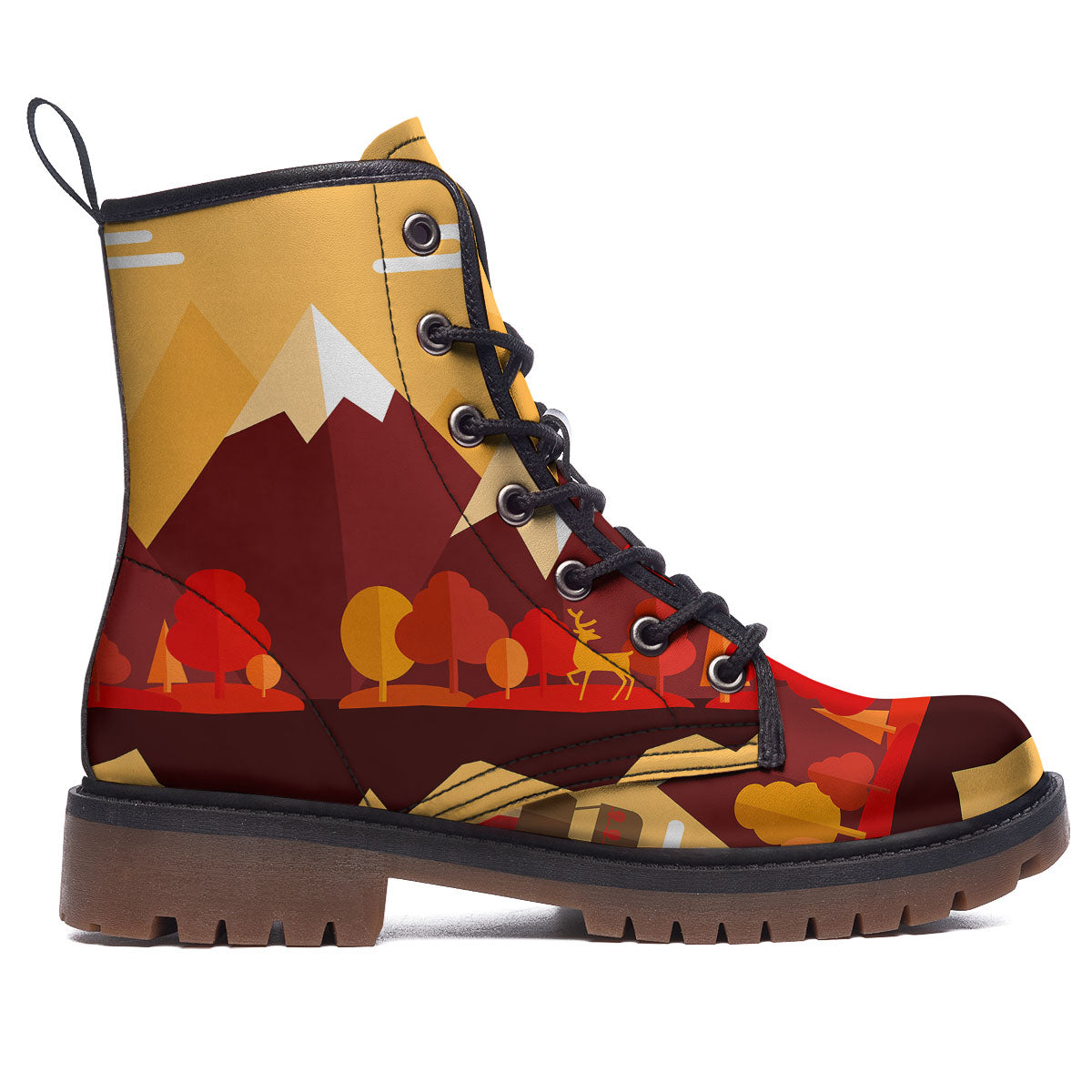 Mountain Autumn Print Work Boots-grizzshop