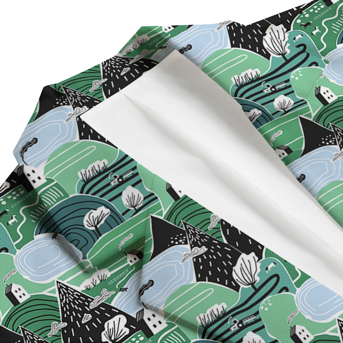 Mountain Cartoon Pattern Print Men's Blazer-grizzshop