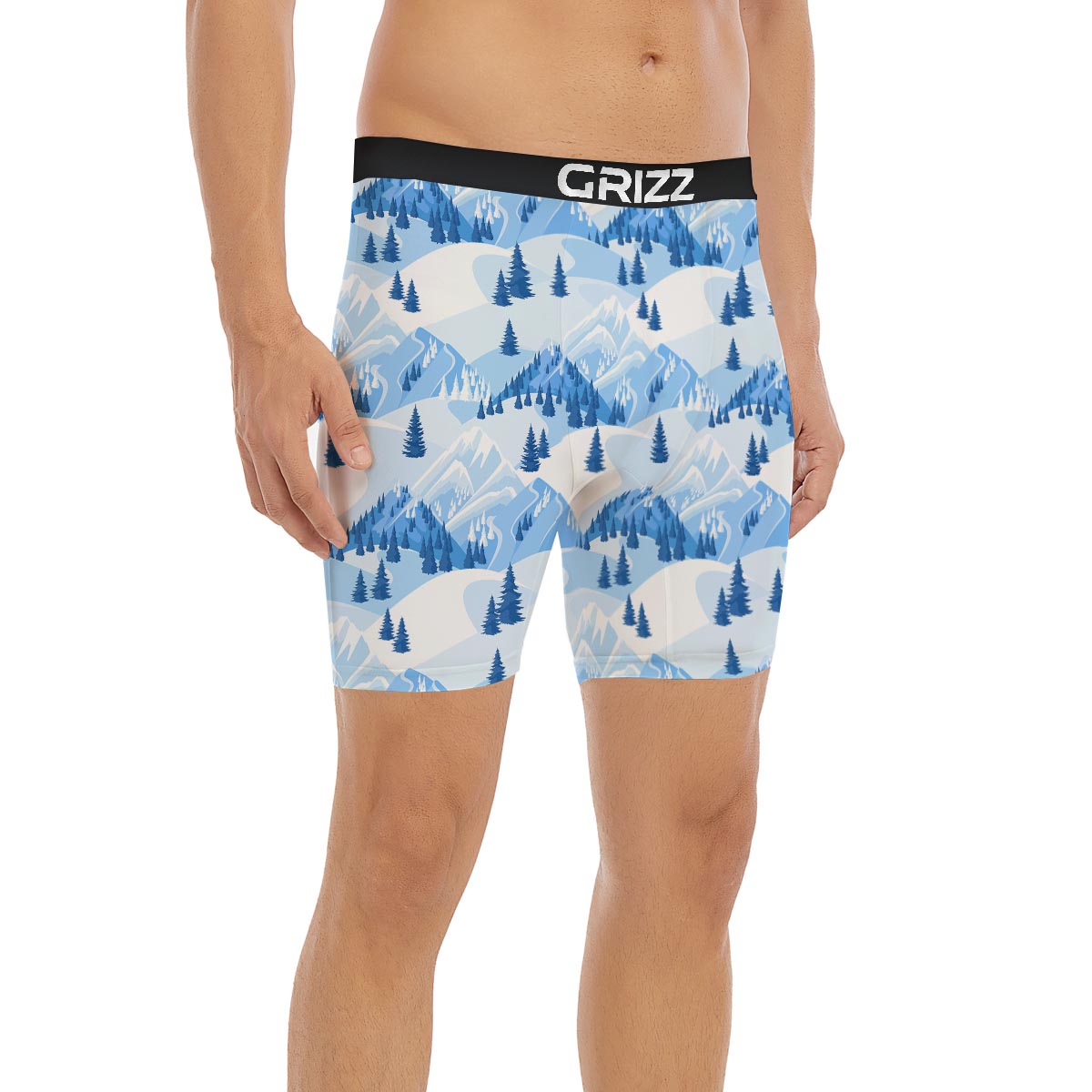 Mountain Skiing Print Pattern Boxer Briefs-grizzshop