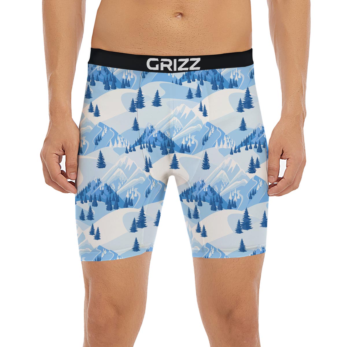 Mountain Skiing Print Pattern Boxer Briefs-grizzshop