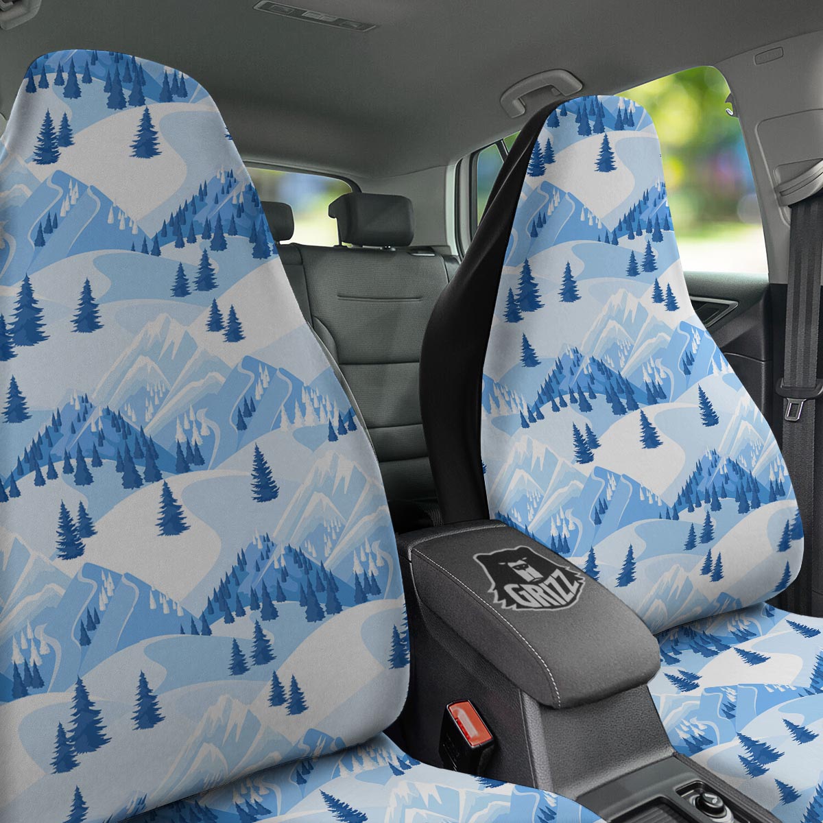 Mountain Skiing Print Pattern Car Seat Covers-grizzshop