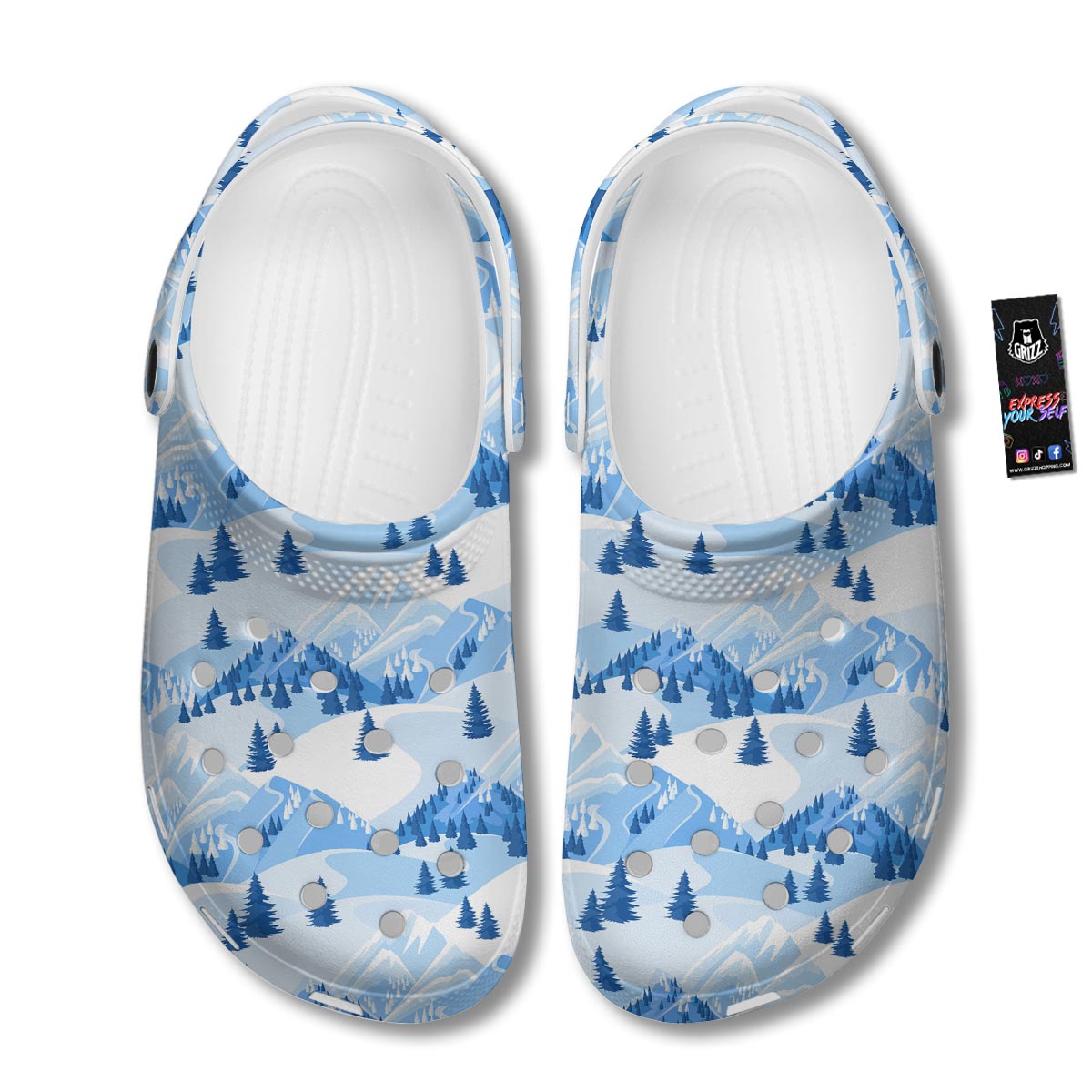 Mountain Skiing Print Pattern Clog-grizzshop
