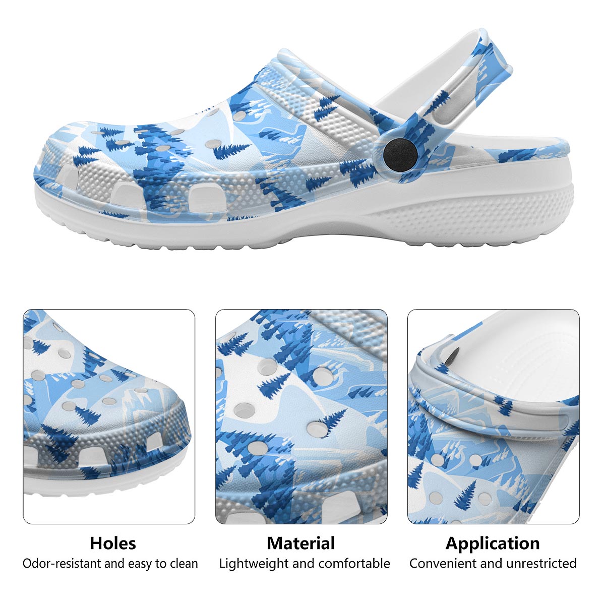 Mountain Skiing Print Pattern Clog-grizzshop