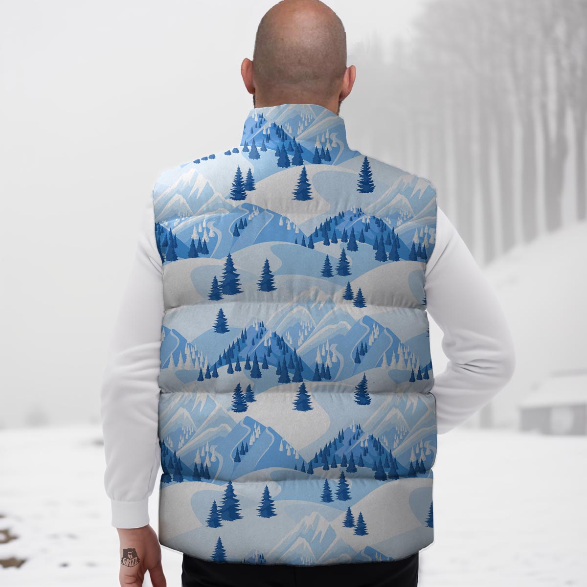 Mountain Skiing Print Pattern Down Vest-grizzshop