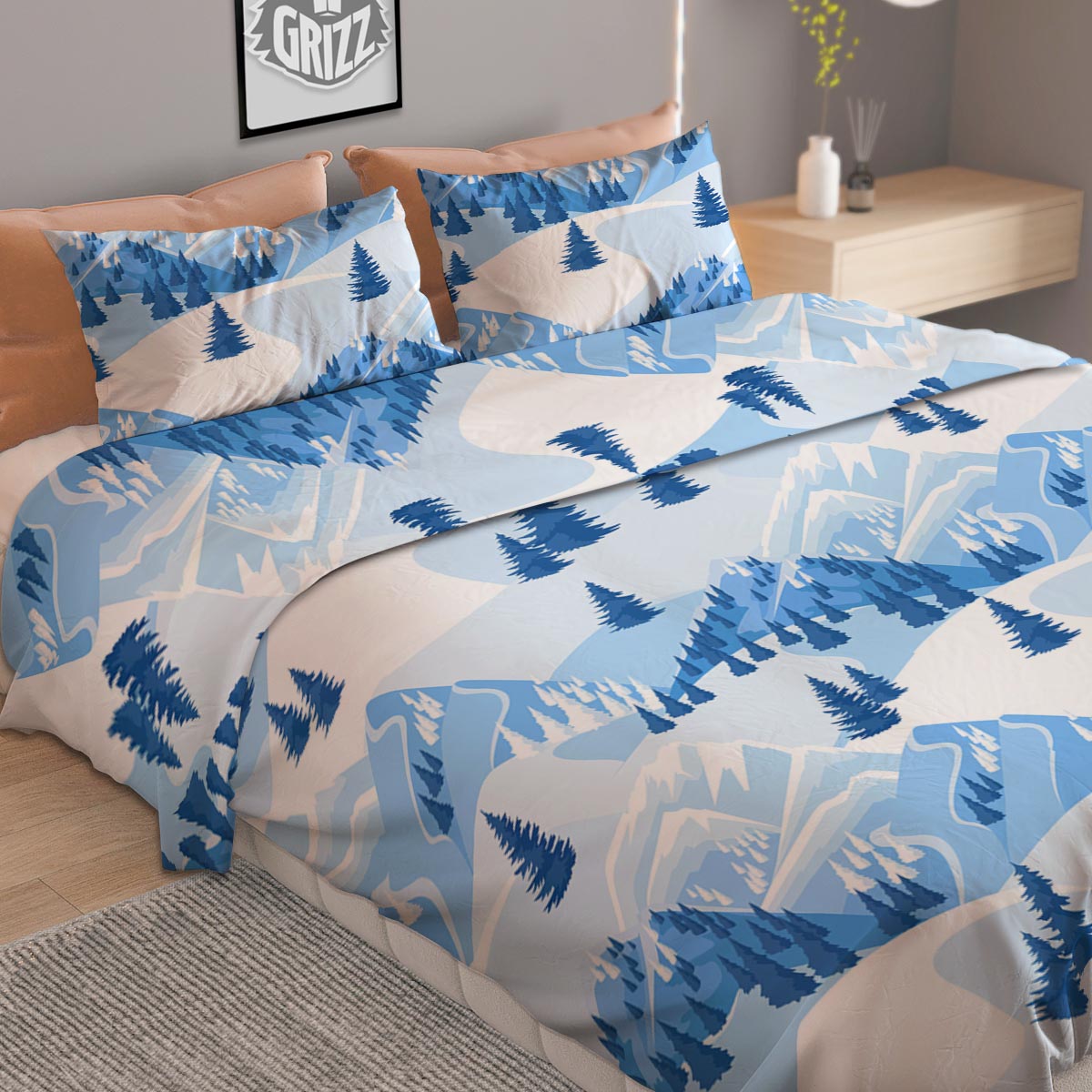 Mountain Skiing Print Pattern Duvet Cover Bedding Set-grizzshop