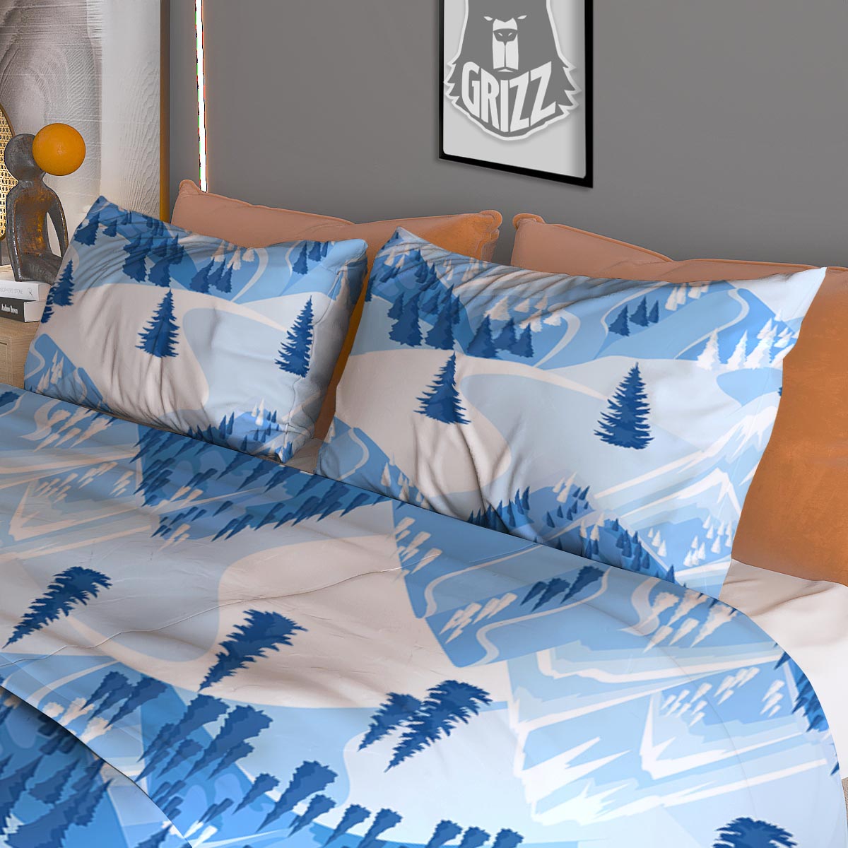 Mountain Skiing Print Pattern Duvet Cover Bedding Set-grizzshop